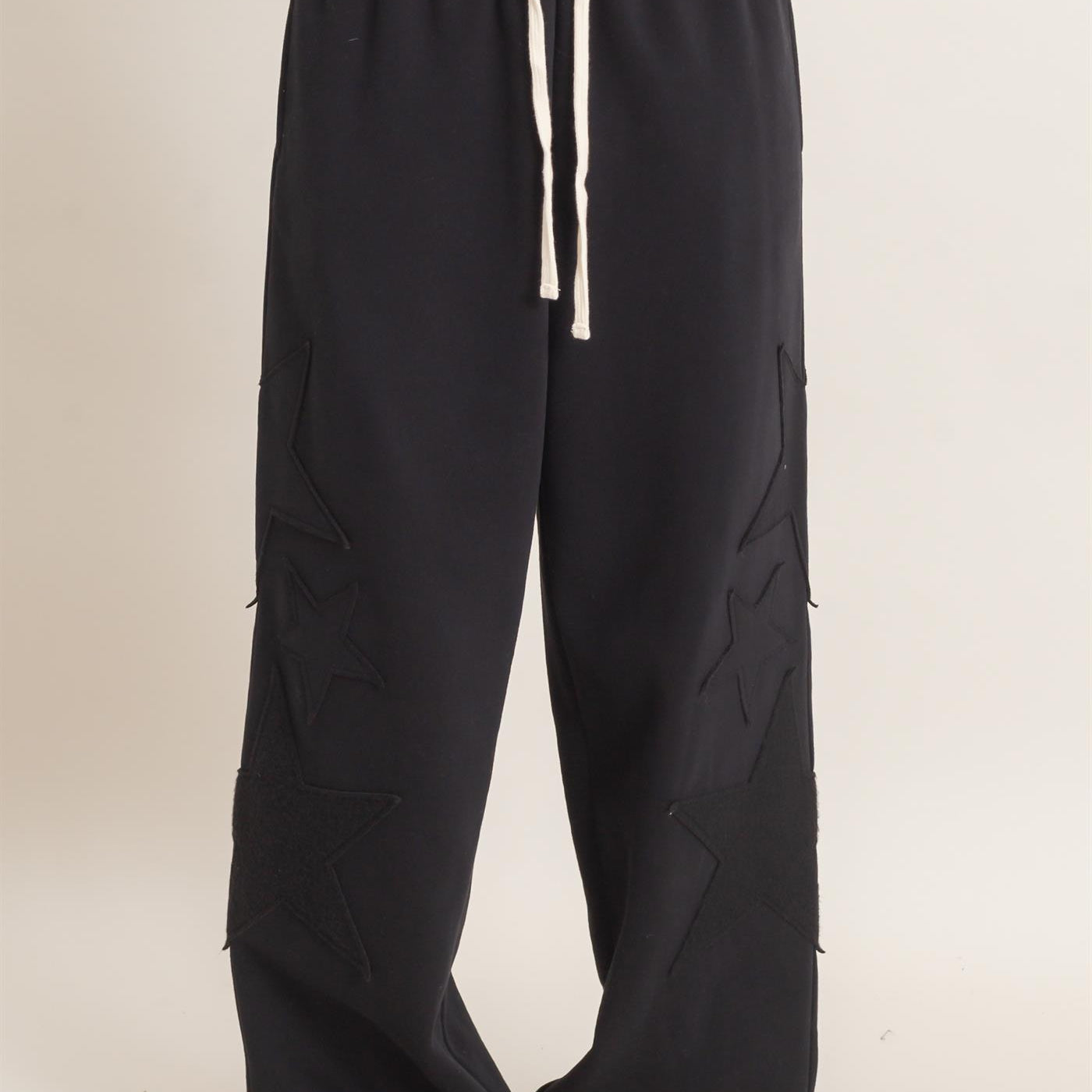 Wholesale Star Patch Jogger Pants Joggers DZ26E889 BLACK DOUBLE ZERO