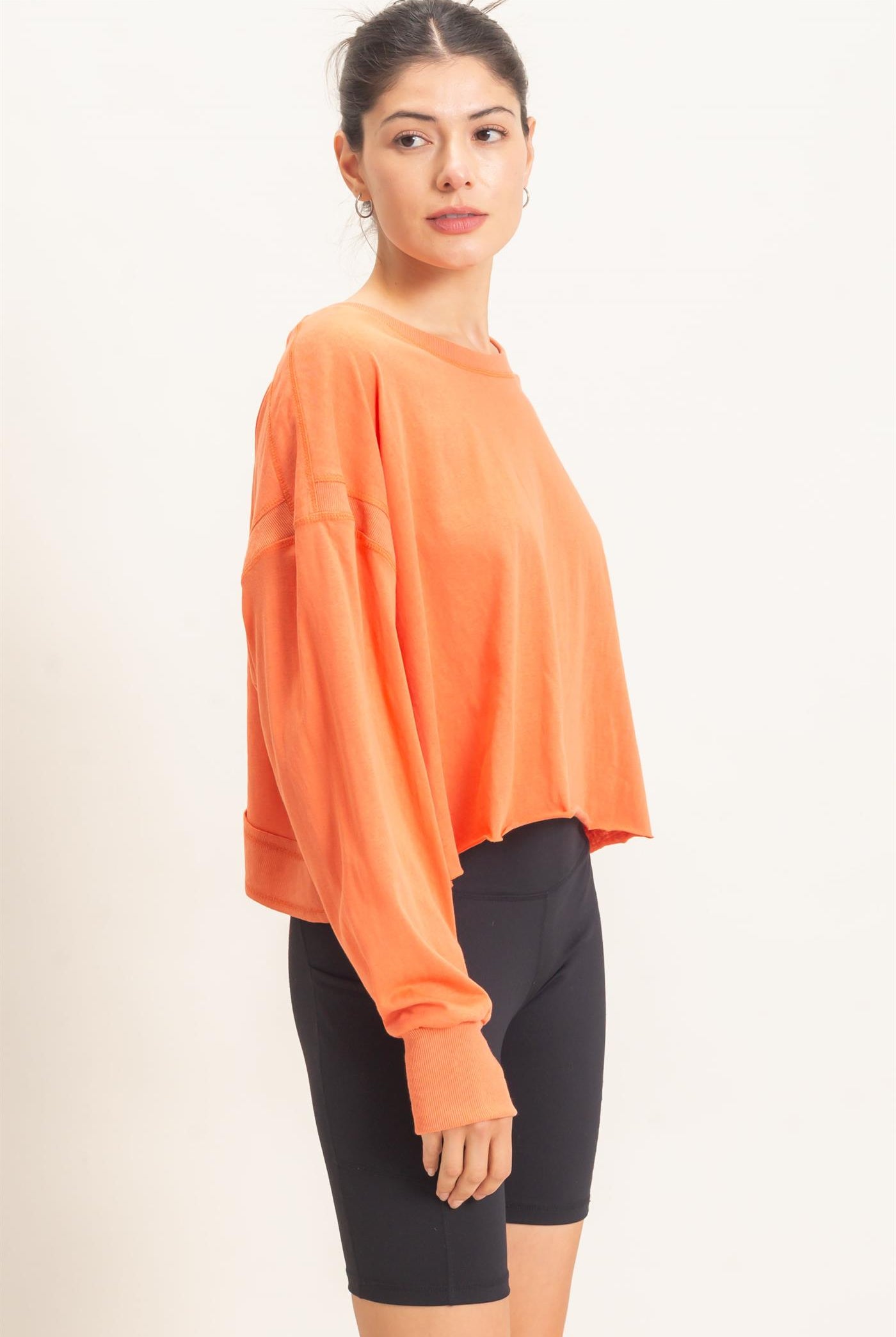 Wholesale Crew Neck Top Clothing Tops HF26C808 ORANGE HYFVE