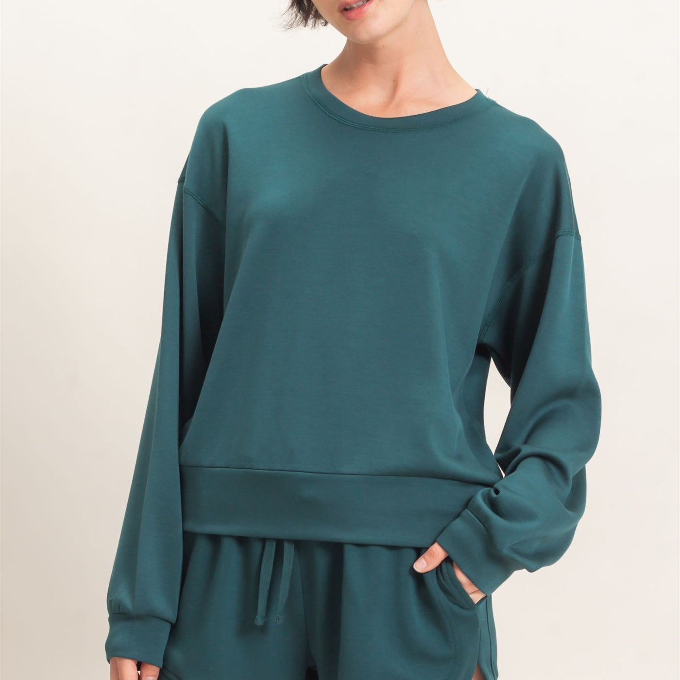 Wholesale Crew Neck Sweatshirt Sweatshirts DZ26C966 DEEP GREEN DOUBLE ZERO