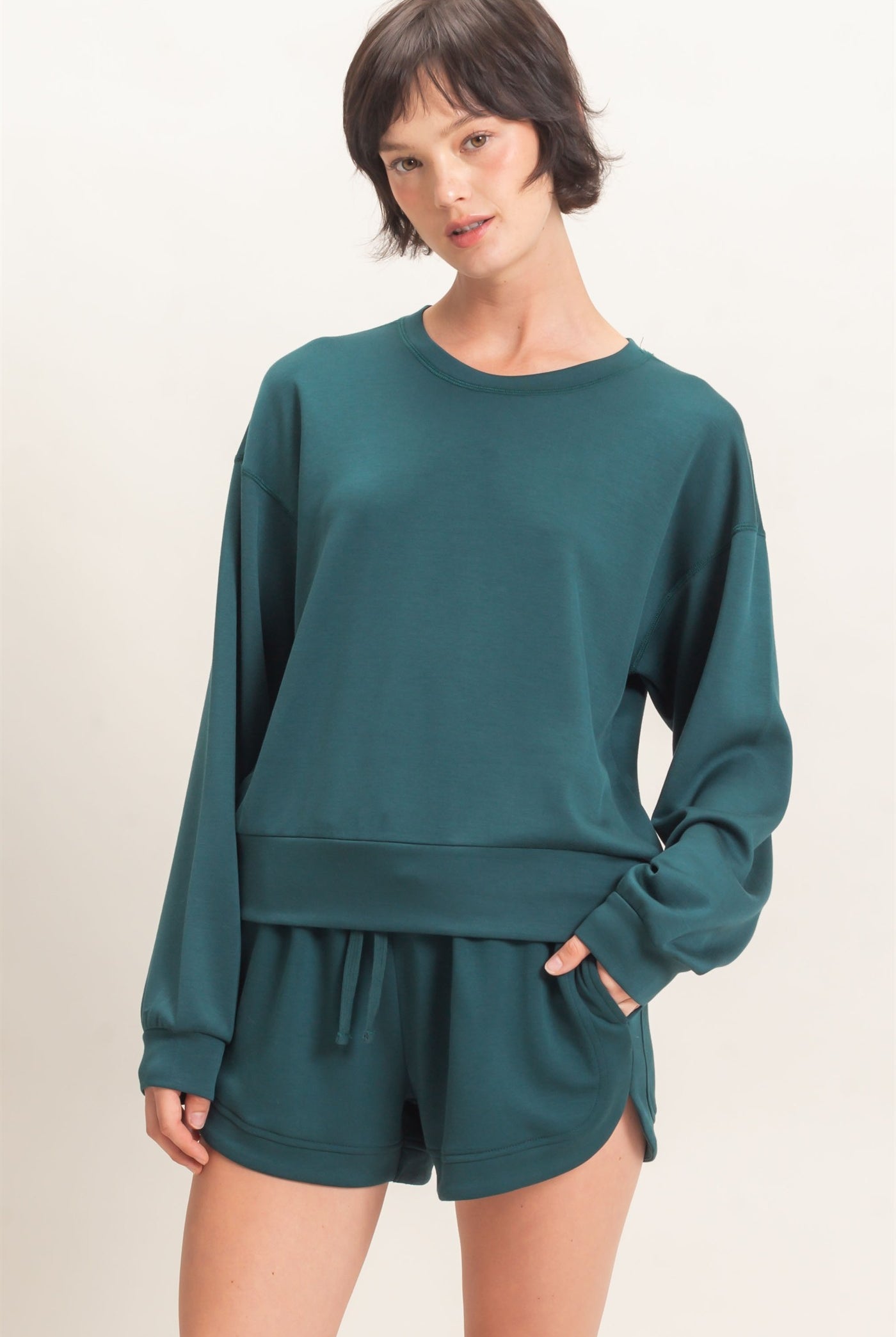 Wholesale Crew Neck Sweatshirt Sweatshirts DZ26C966 DEEP GREEN DOUBLE ZERO