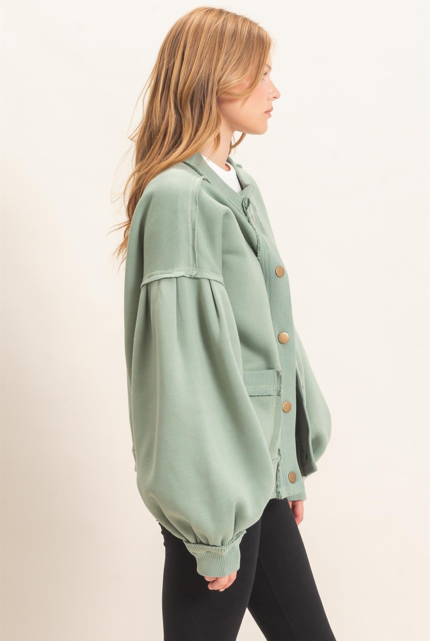 Wholesale Snap Front Jacket Coats & Jackets HF26E003 SAGE HYFVE