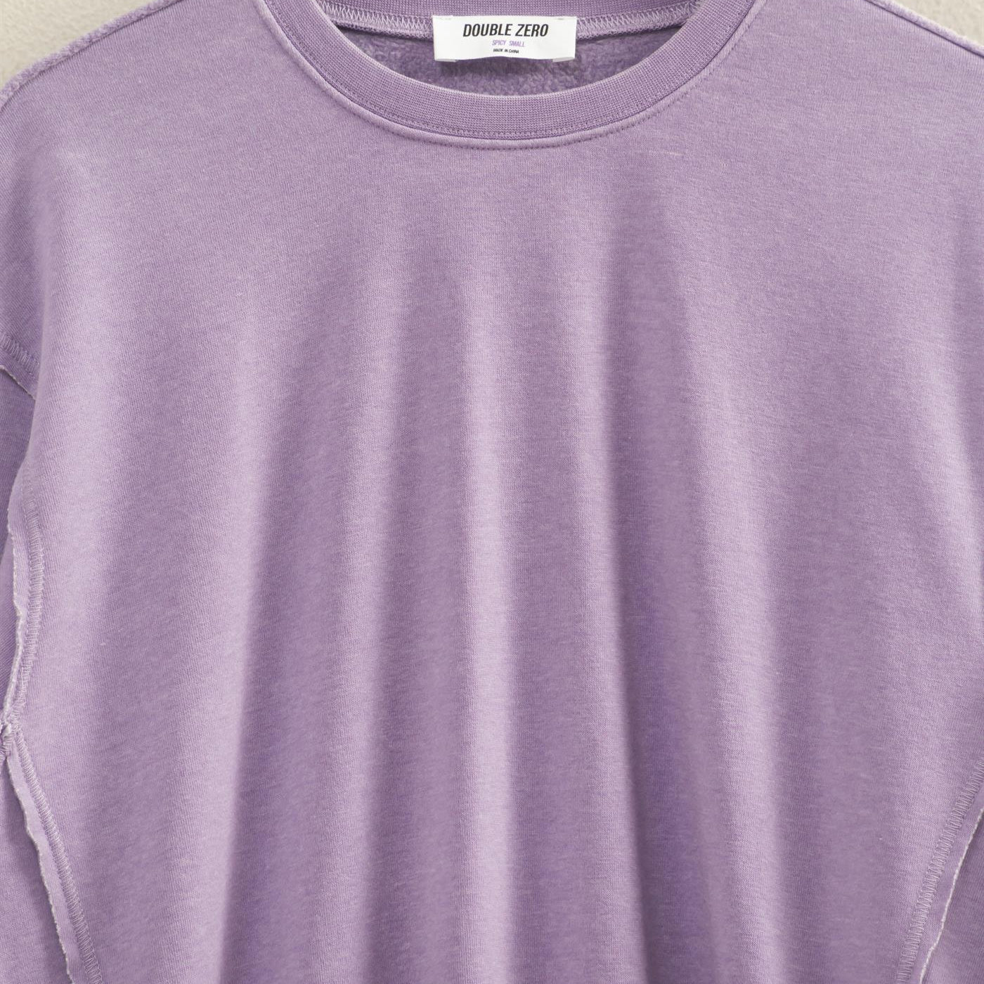 Wholesale Raw Edge Detail Burnout Sweatshirt Sweatshirts DZ26A048 DUSTY PURPLE DOUBLE ZERO