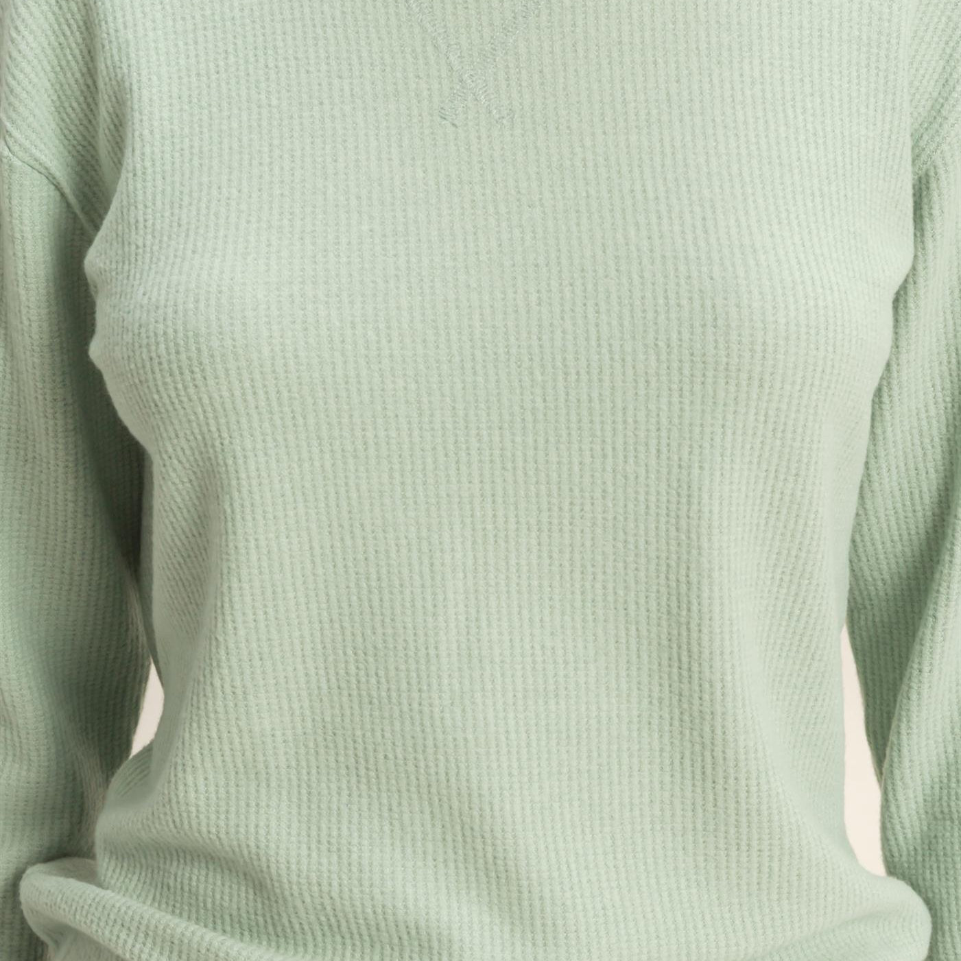 Wholesale Brushed Waffle Crew Neck Long Sleeve Top Clothing Tops DZ26A177 SAGE GREEN DOUBLE ZERO