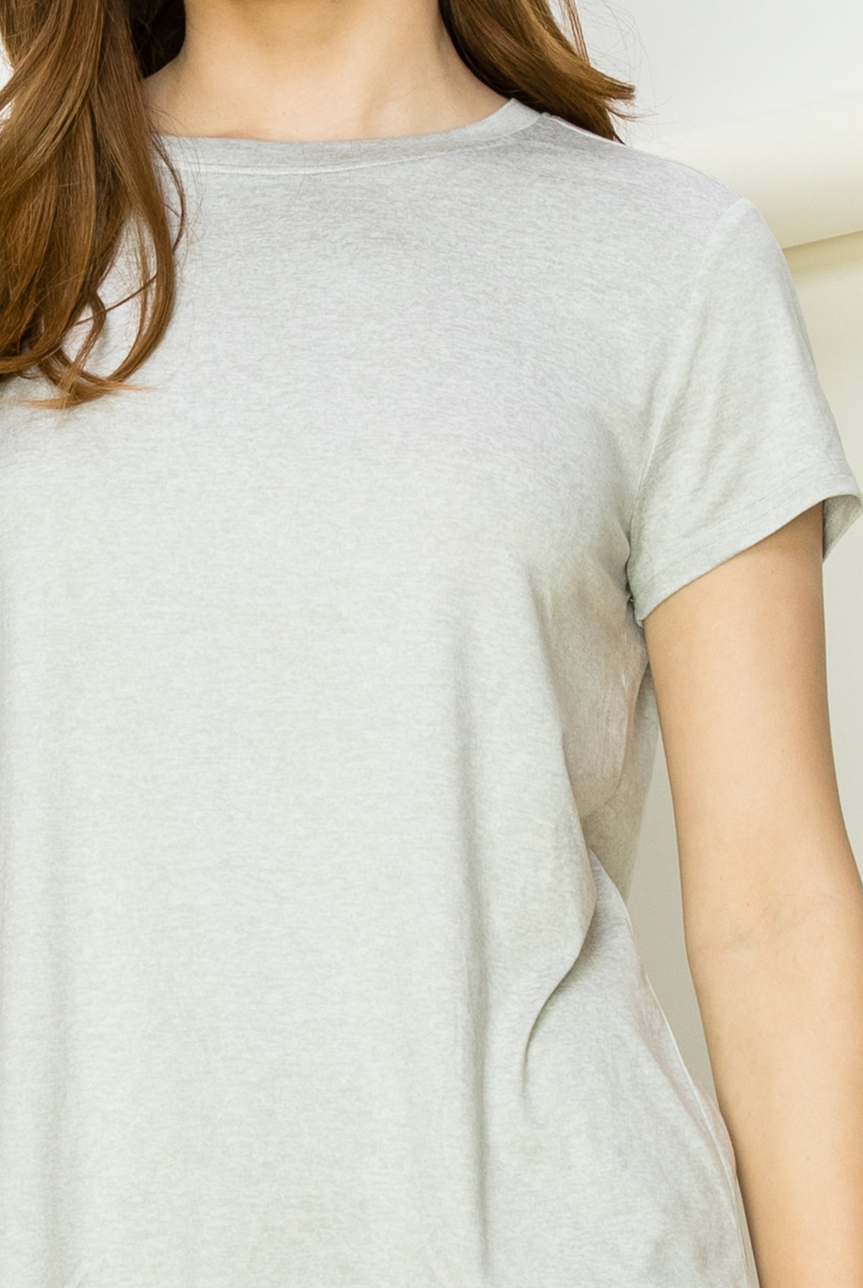 Wholesale All Yours Short Sleeve Open Back Tee Clothing Tops DZ22E576 LIGHT HEATHER GRAY DOUBLE ZERO