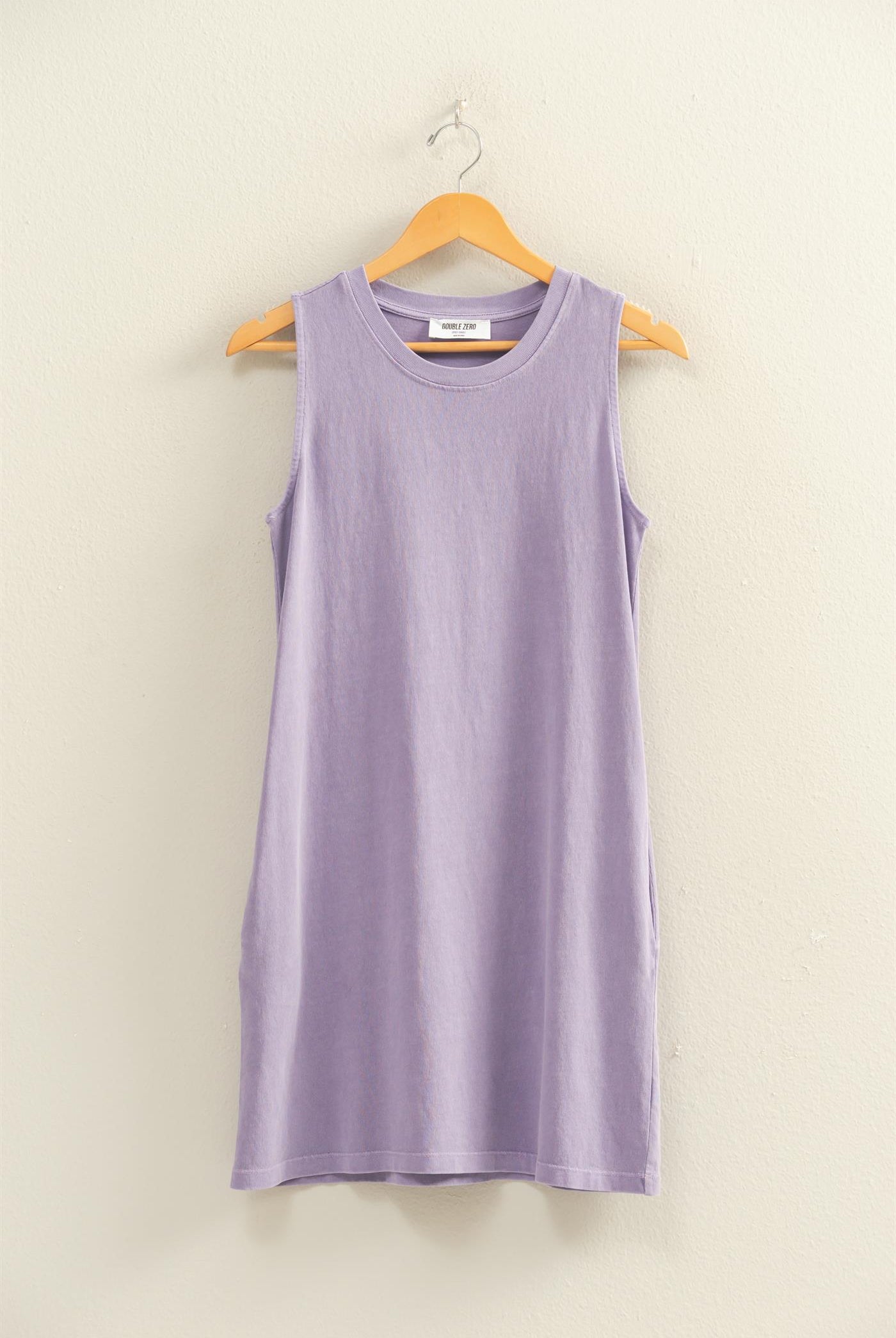Wholesale Pigment Dyed Sleeveless Mini Dres Dresses DZ26A745 DUSTY PURPLE DOUBLE ZERO