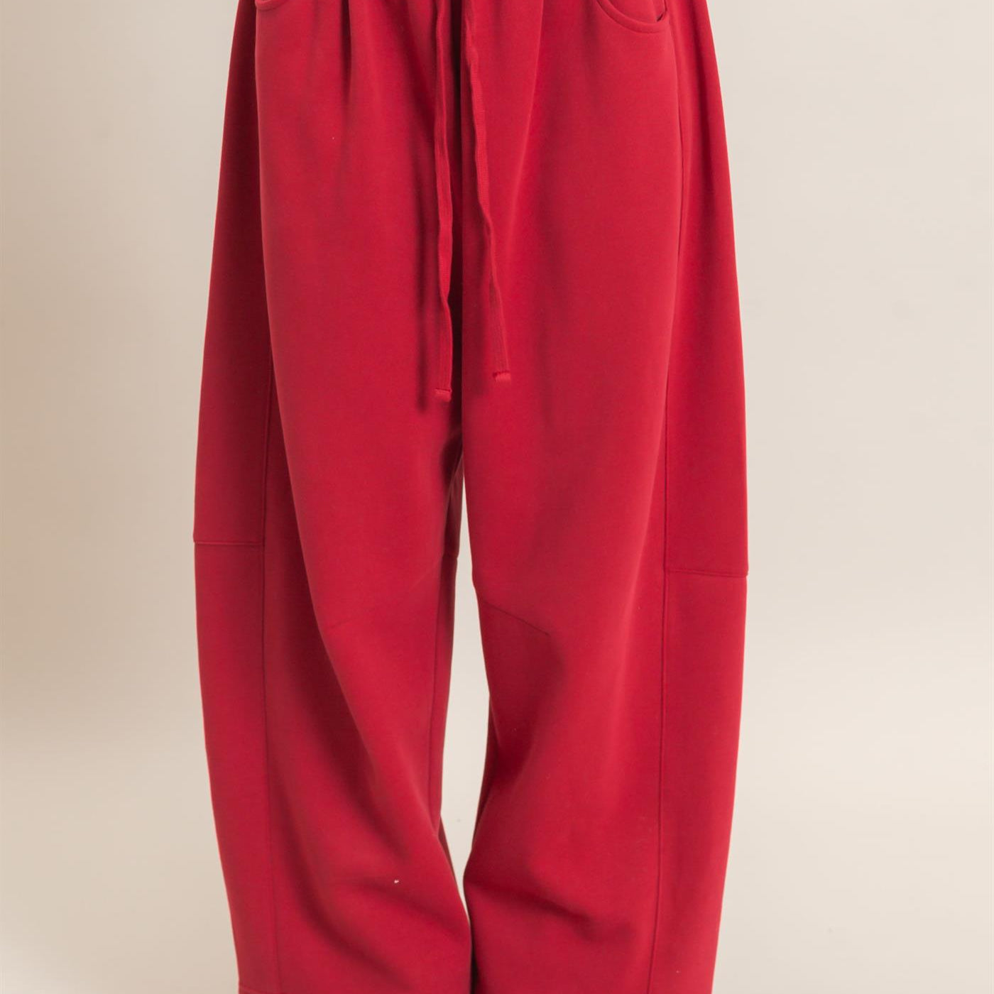 Wholesale Drawstring Waist Barrel Sweatpants Pants DZ26E290 DARK RED DOUBLE ZERO