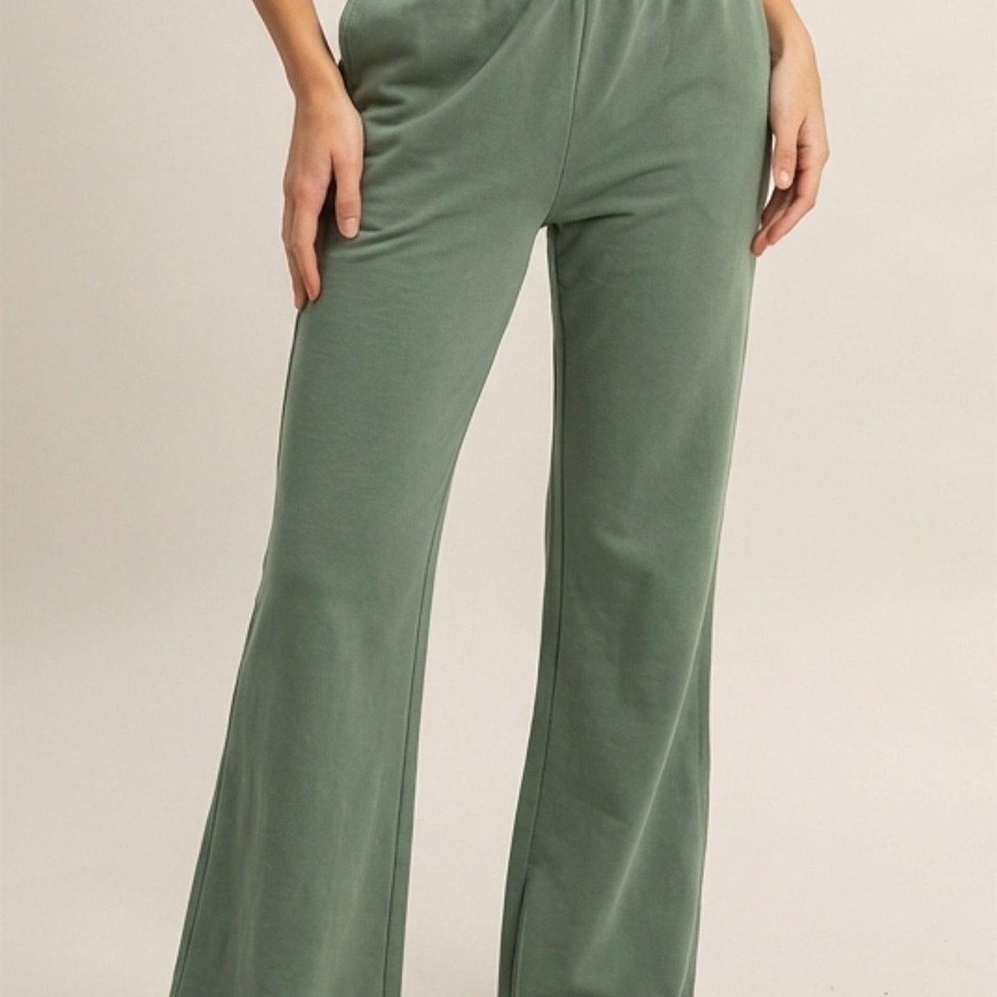 Wholesale High Waist Flare Pants Pants DZ24C346-D GRAY GREEN DOUBLE ZERO