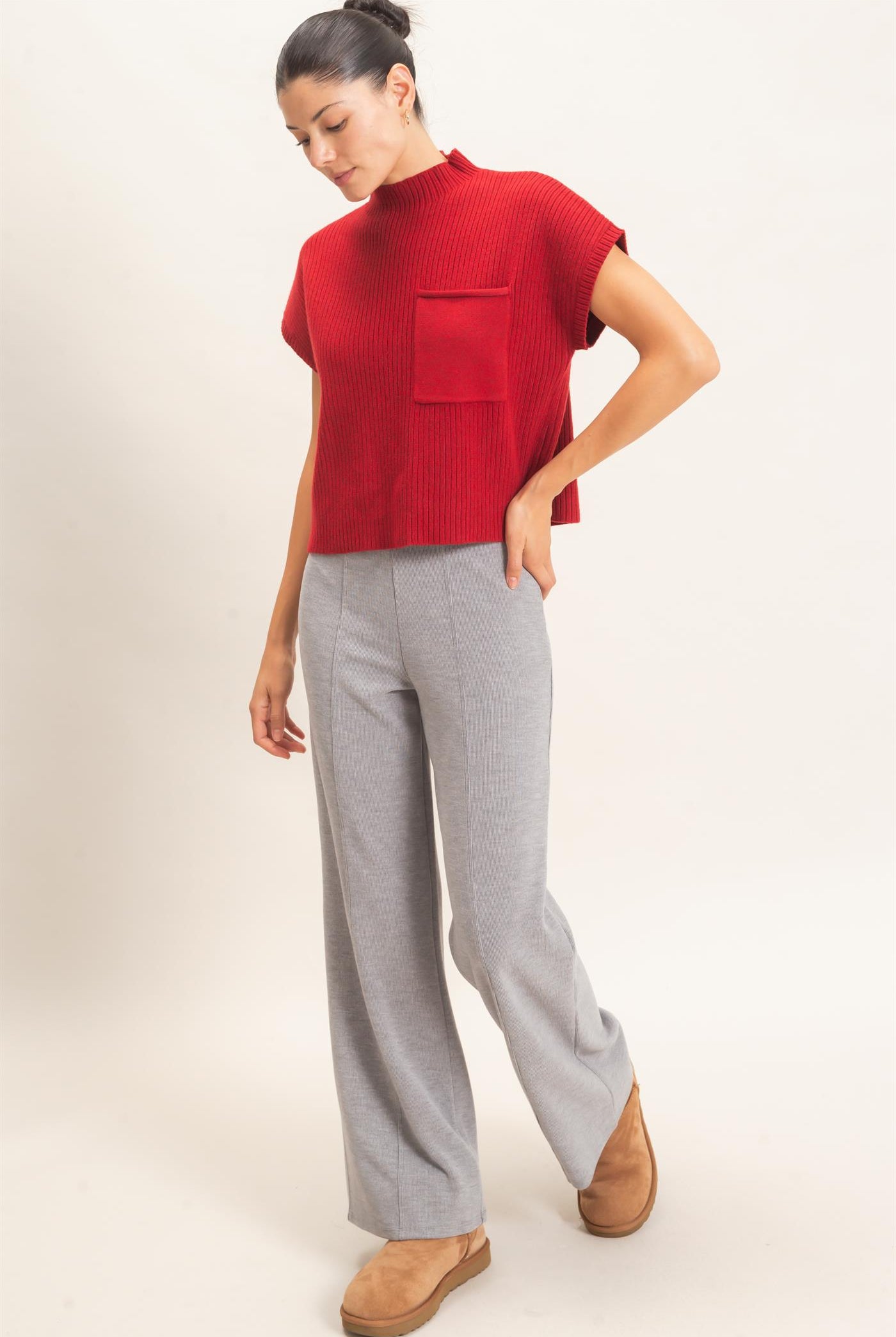 Wholesale Ribbed Dolman Sweater Sweaters HF26E835 BERRY HYFVE