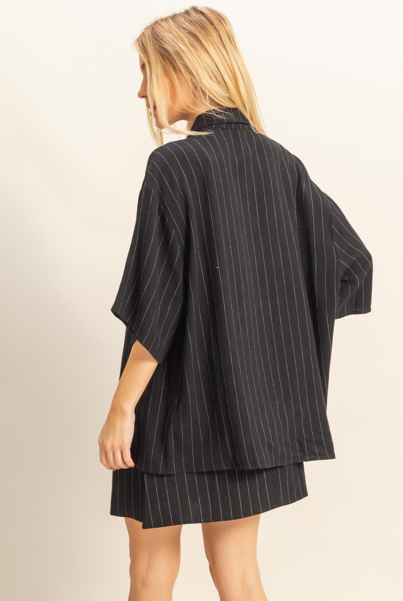 Wholesale Stripe Shirt And Dress Set Clothing HF25E086-SET BLACK HYFVE