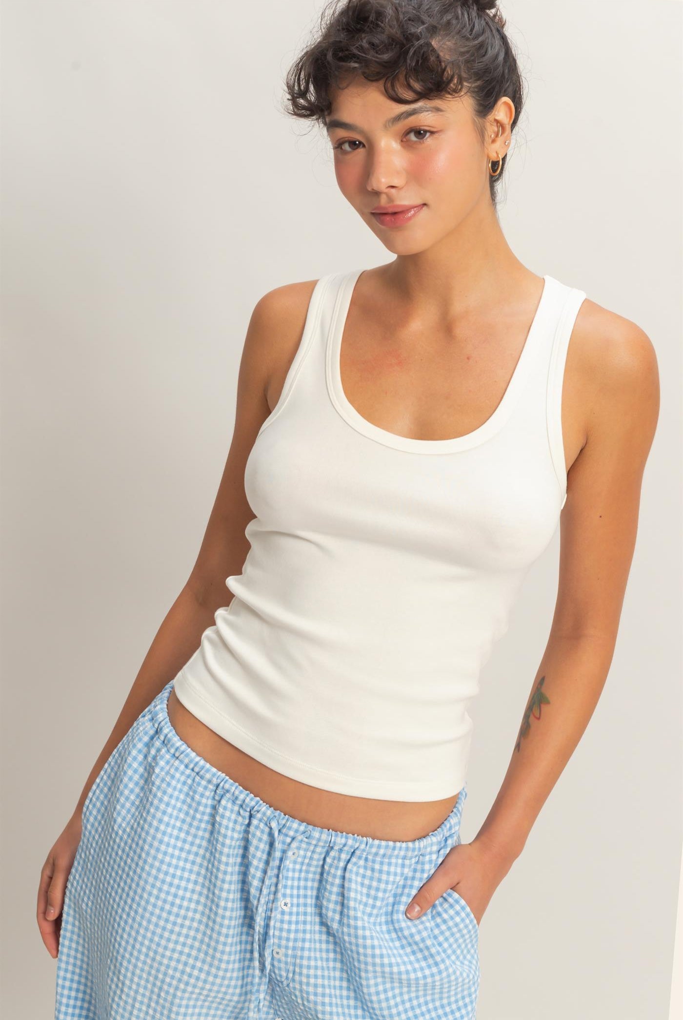 Wholesale Scoop Neck Tank Top Tank Tops DZ26A398 OFF WHITE DOUBLE ZERO