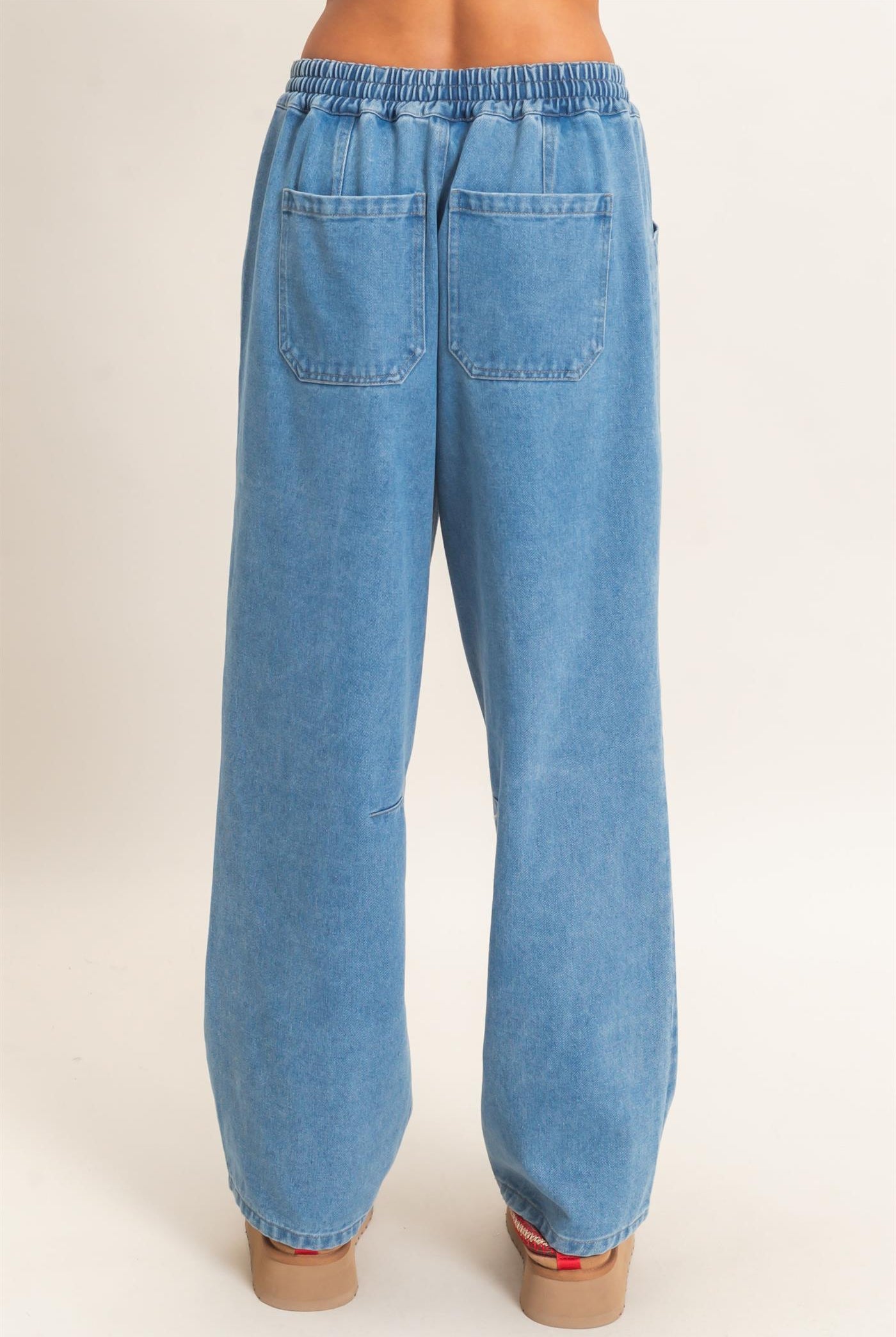 Wholesale Elastic Waist Denim Pants Pants DZ26F306 MEDIUM BLUE DOUBLE ZERO