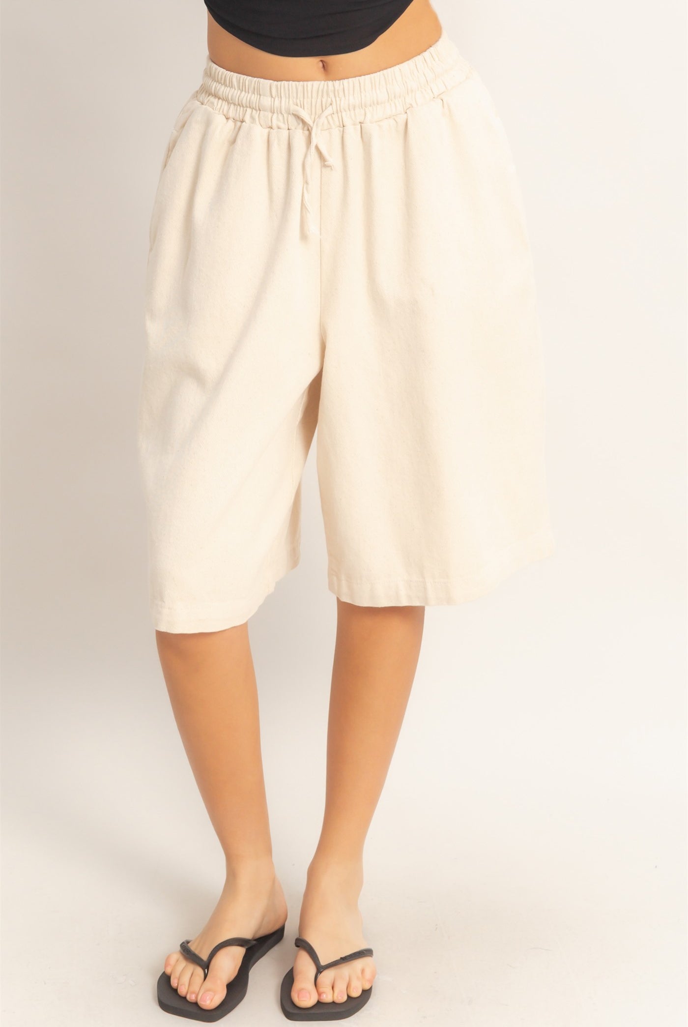 Wholesale Elastic Waistband Shorts Shorts HF26E445 OATMEAL HYFVE