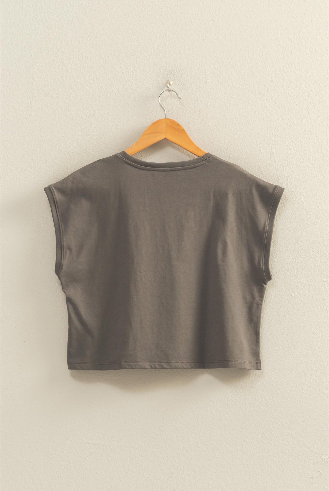 Wholesale Classic Crew Neck Sleeveless Top Shirts DZ24A652 CHARCOAL DOUBLE ZERO