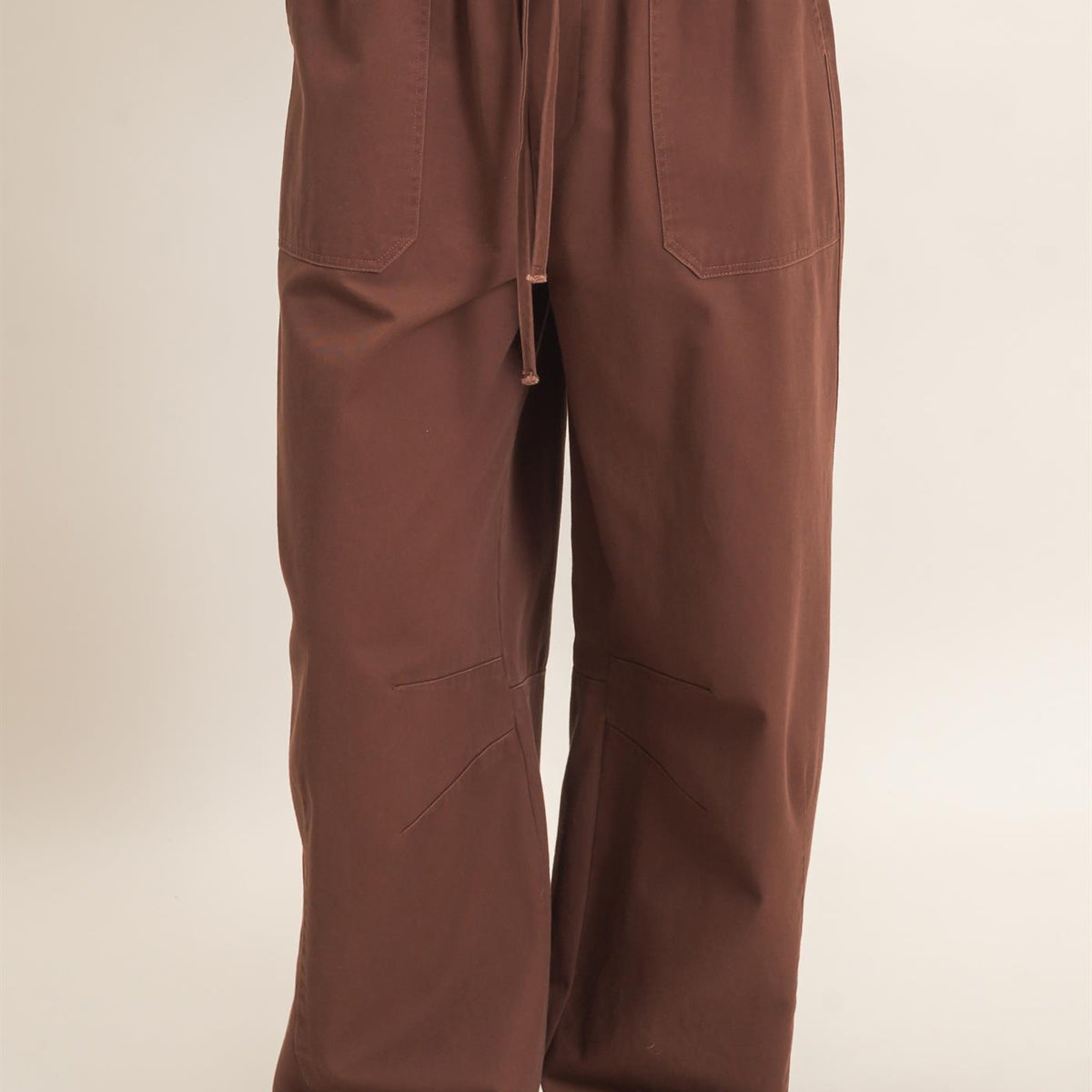 Wholesale Twill Elastic Waist Barrel Pants Pants DZ27A228 DARK BROWN DOUBLE ZERO