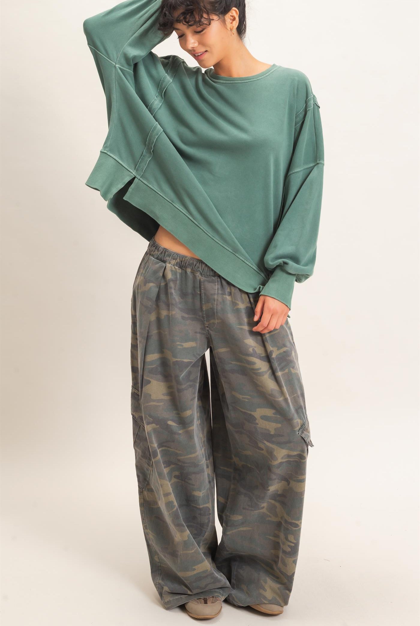 Wholesale Camouflage Cargo Pocket Pants Pants DZ26C891 DARK GREEN DOUBLE ZERO