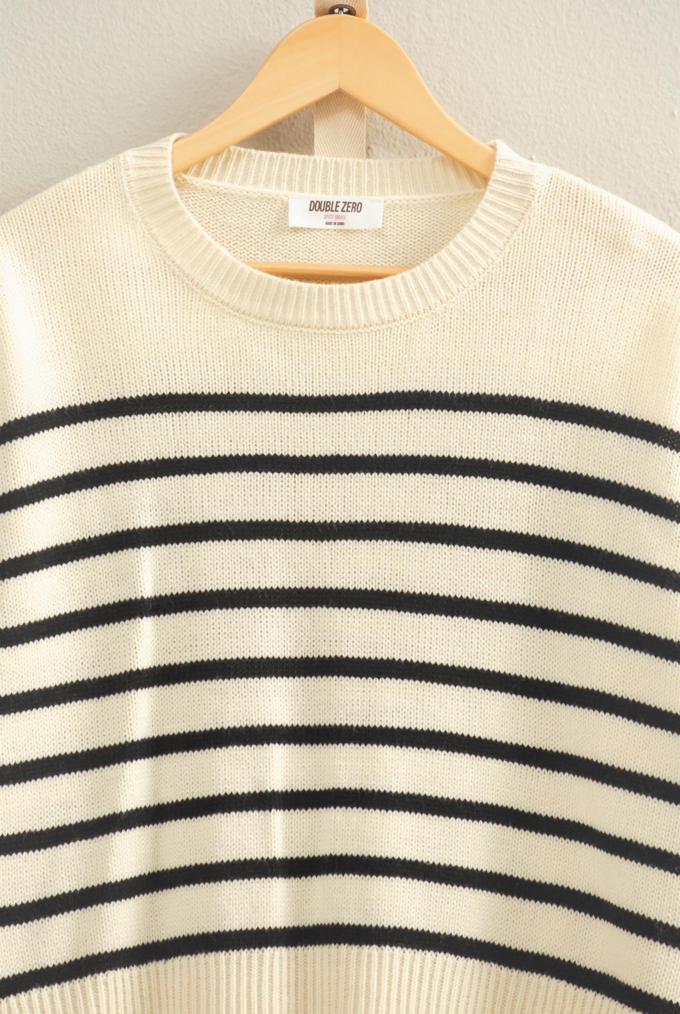 Wholesale Striped Knit Sweater And Shorts Set Clothing DZ25E141-SET CREAM/BLACK DOUBLE ZERO