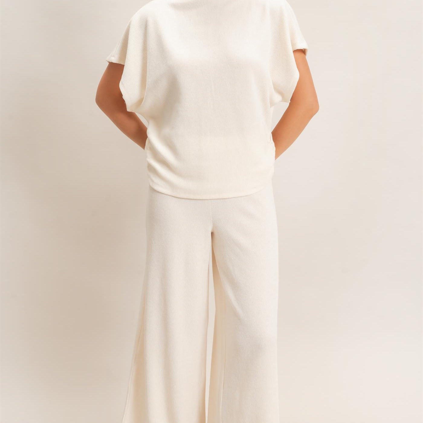 Wholesale Dolman Sleeve Top And Pant Set Clothing HF26F225-SET-D CREAM HYFVE