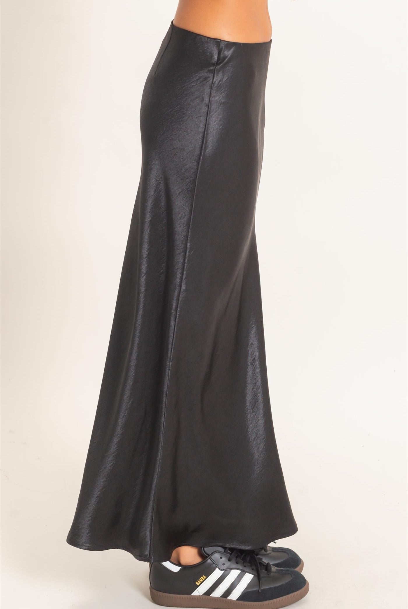 Wholesale Satin Midi Skirt Skirts DZ26C962 BLACK DOUBLE ZERO