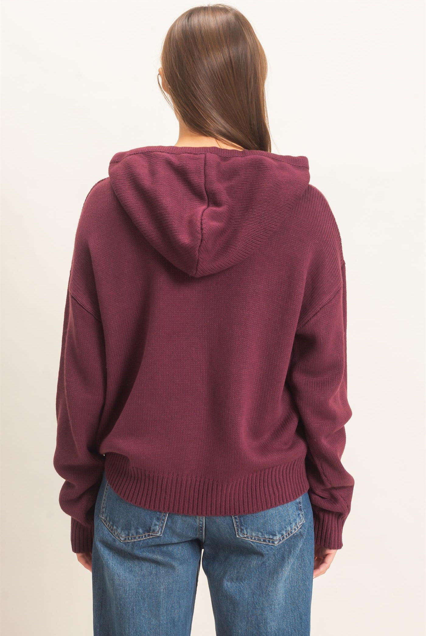 Wholesale Star Hooded Sweater Hoodies DZ26E811 DARK CHERRY DOUBLE ZERO