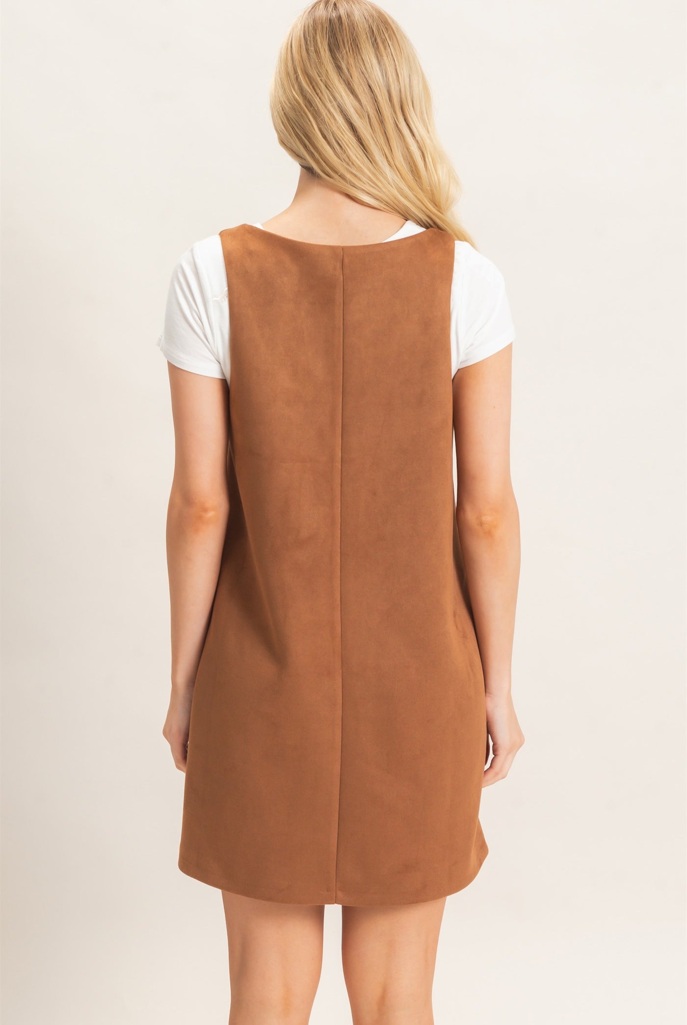 Wholesale Sleeveless Suede Mini Dress Dresses HF26F219 CAMEL HYFVE