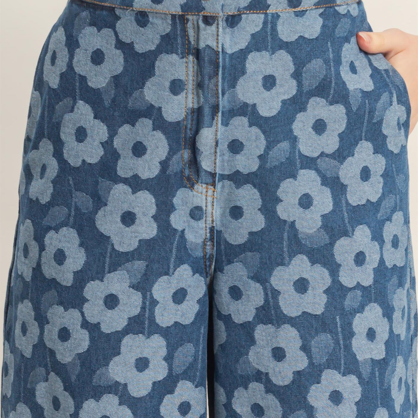 Wholesale Floral Wide-Leg Pants Pants HF26A818 MEDIUM BLUE HYFVE