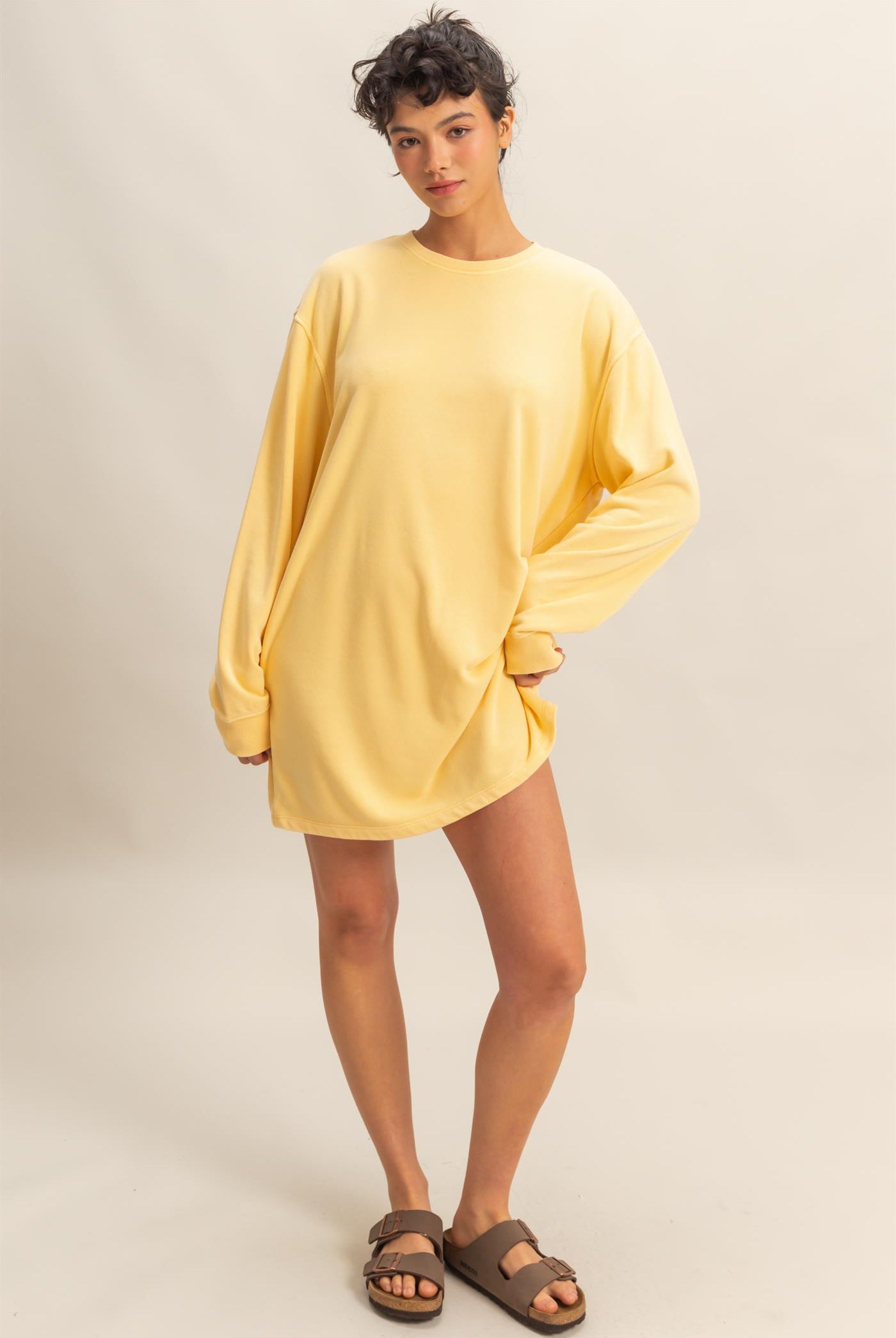 Wholesale Long Sleeve Oversized Mini Dress Dresses DZ25E114 SUNFLOWER DOUBLE ZERO