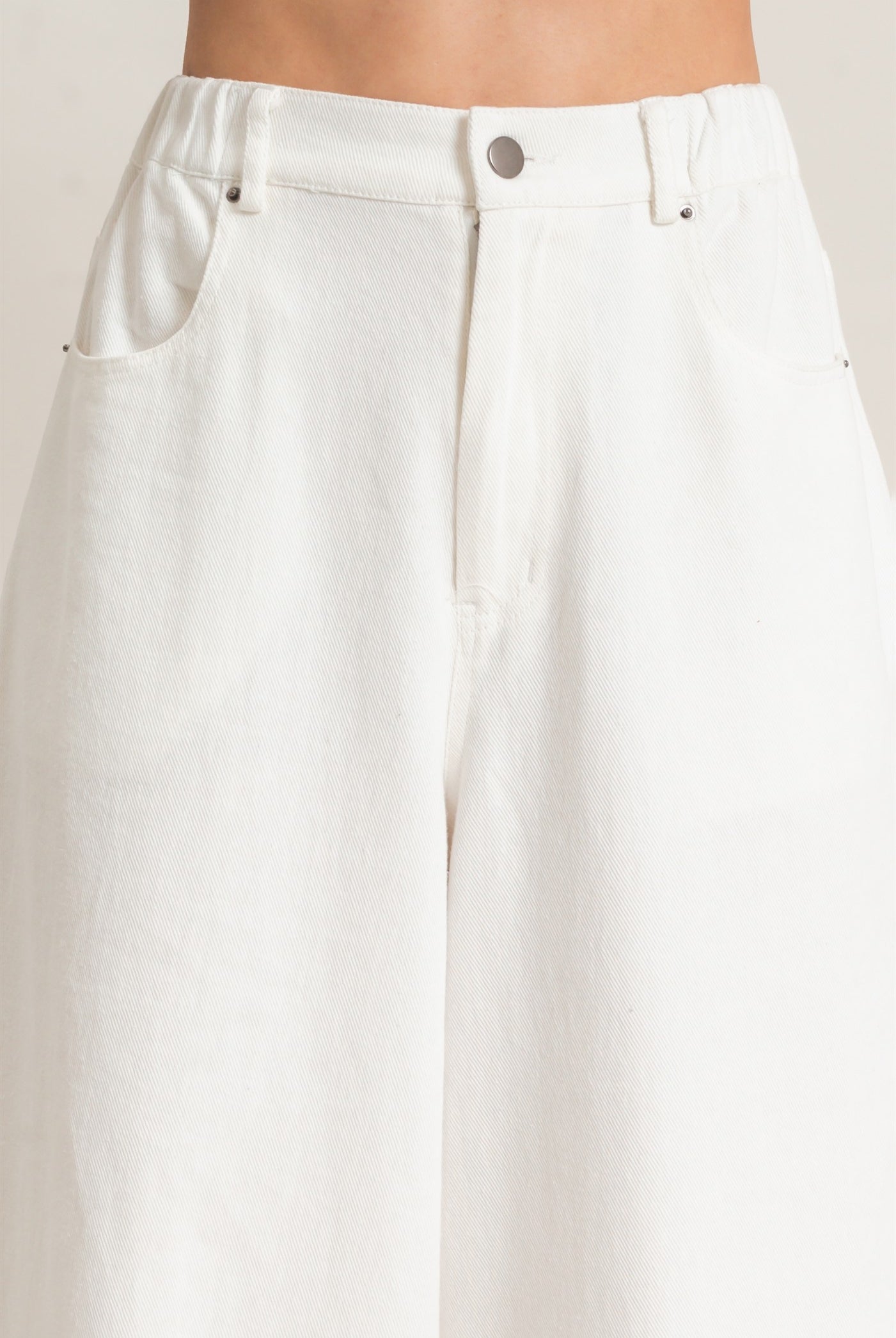 Wholesale Wide-Leg High-Rise Pants Pants HF26F222-D WHITE HYFVE