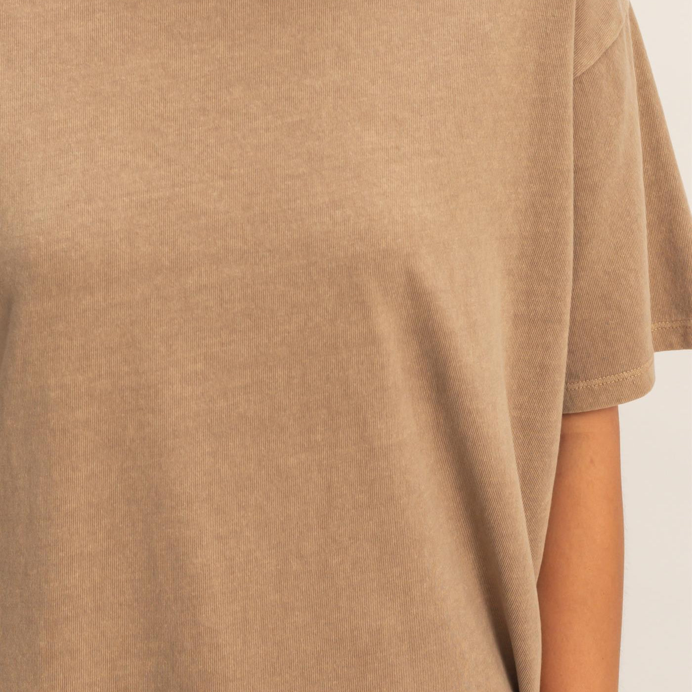 Wholesale Pigment Dyed Crew Neck T-Shirt T-Shirts DZ26A267 MOCHA DOUBLE ZERO