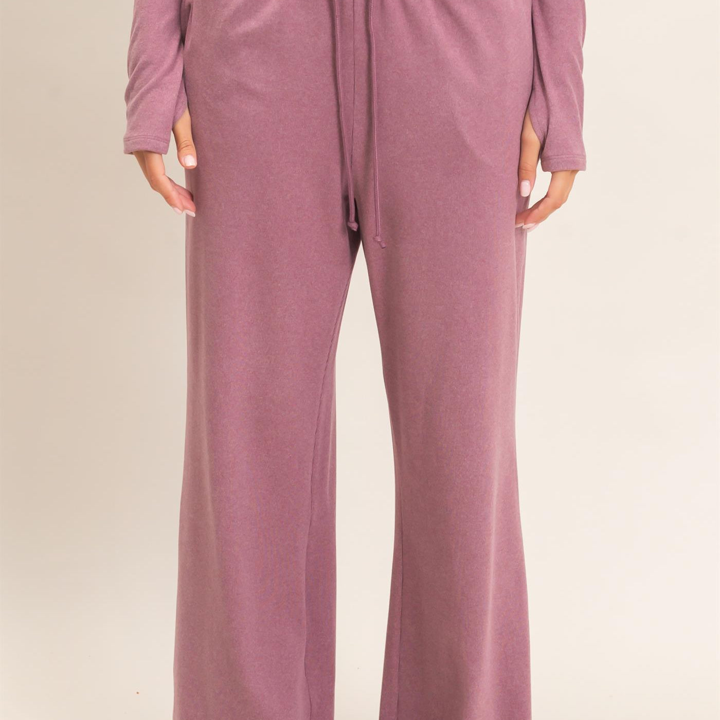 Wholesale Wide Leg Pants With Drawcord Pants DZ26E288 PLUM DOUBLE ZERO