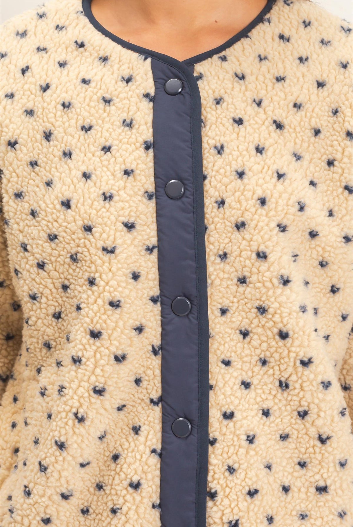 Wholesale Polka Dot Sherpa Jacket Coats & Jackets DZ26F160 NAVY DOUBLE ZERO