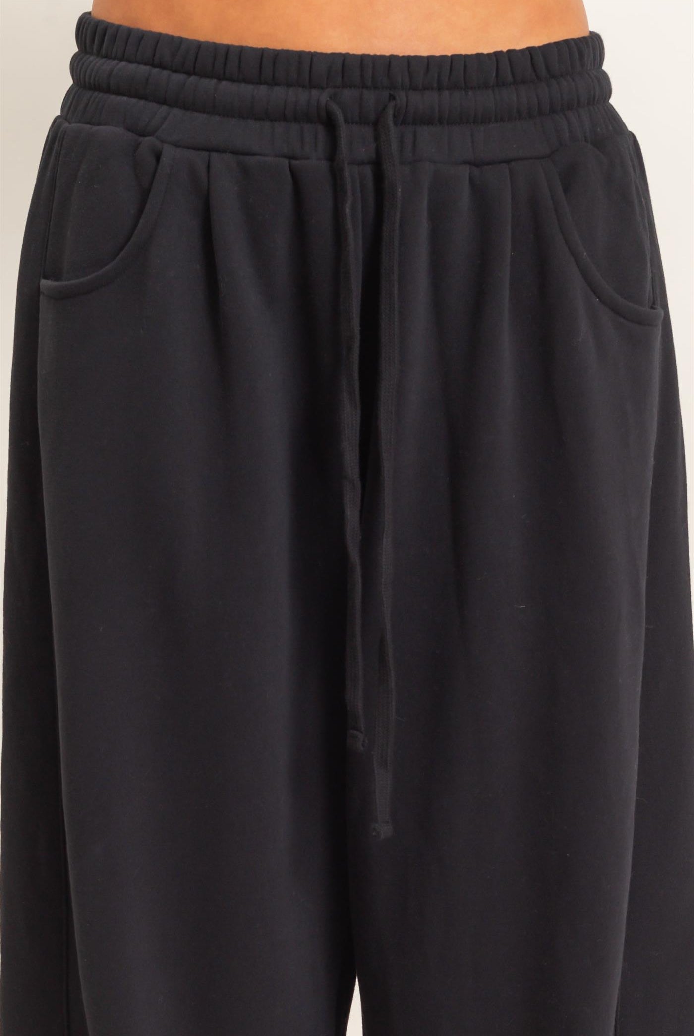 Wholesale Drawstring Waist Barrel Sweatpants Pants DZ26E290 BLACK DOUBLE ZERO