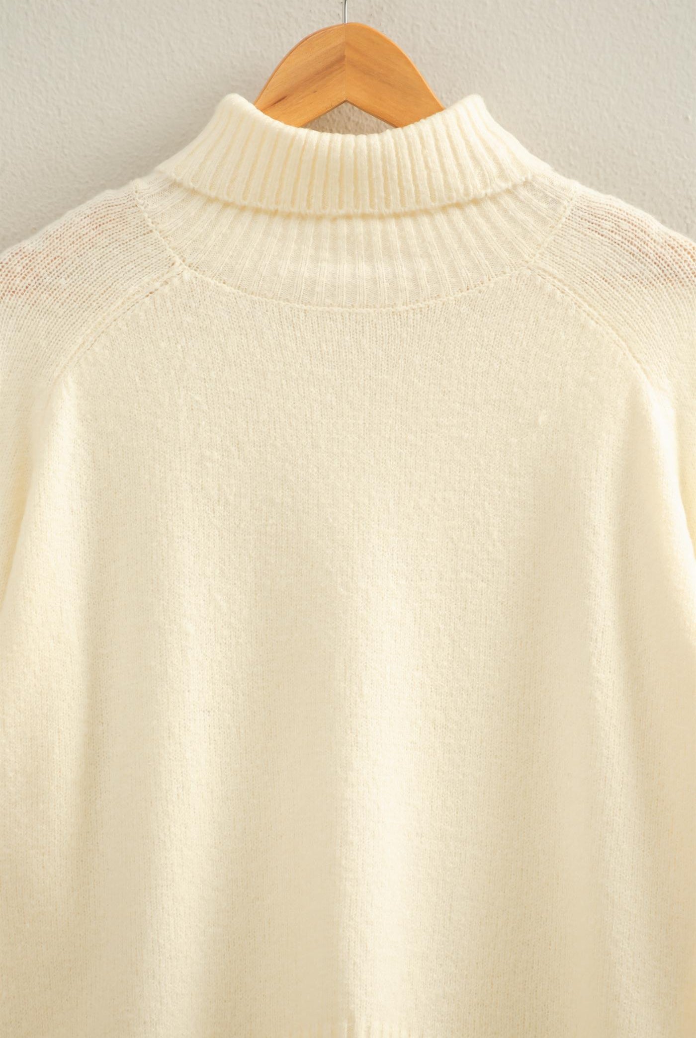 Wholesale Oversized High Low Turtleneck Sweater Sweaters DZ25C943 CREAM DOUBLE ZERO