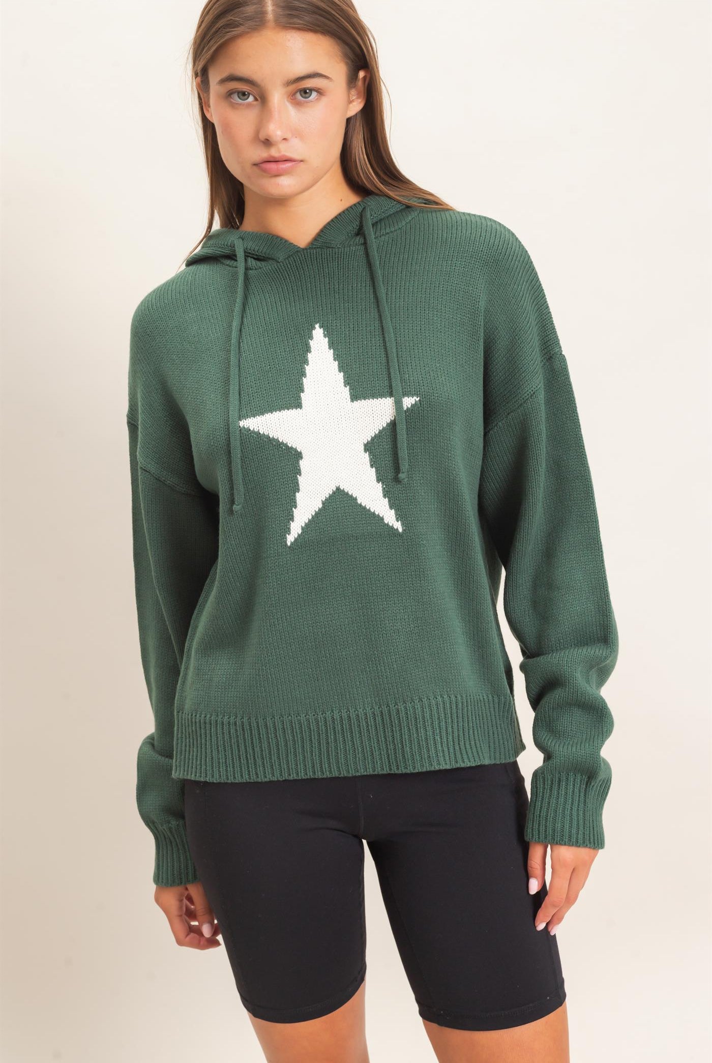 Wholesale Star Hooded Sweater Hoodies DZ26E811 DARK GREEN DOUBLE ZERO