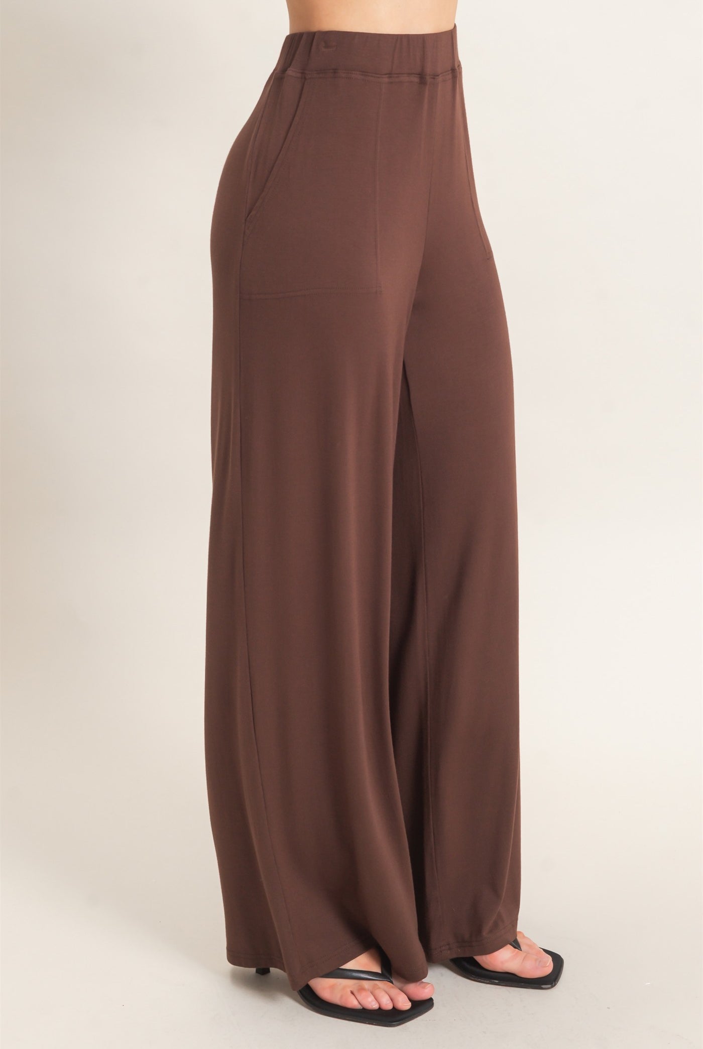 Wholesale Wide-Leg Elastic Waist Pants Pants HF26F299-D ESPRESSO HYFVE
