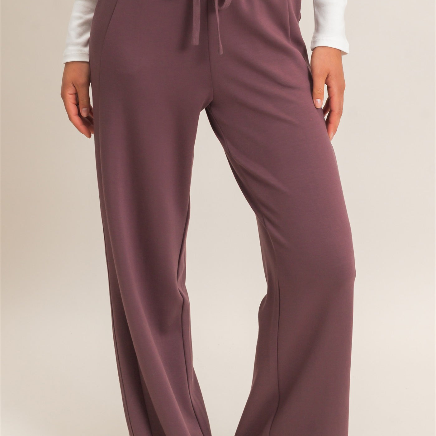 Wholesale Elastic Waist Straight Leg Pants Pants DZ26C969 COCOA DOUBLE ZERO