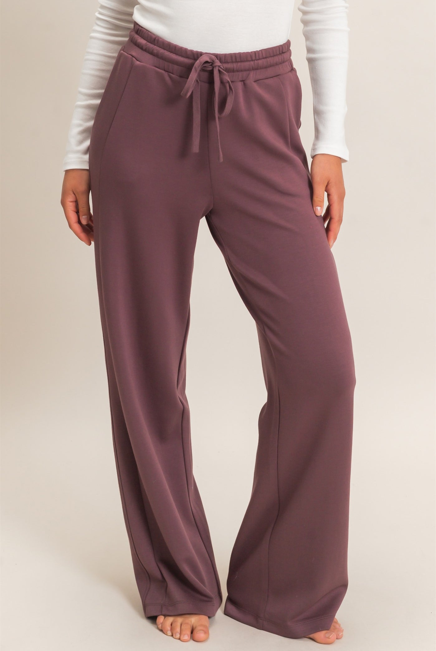 Wholesale Elastic Waist Straight Leg Pants Pants DZ26C969 COCOA DOUBLE ZERO