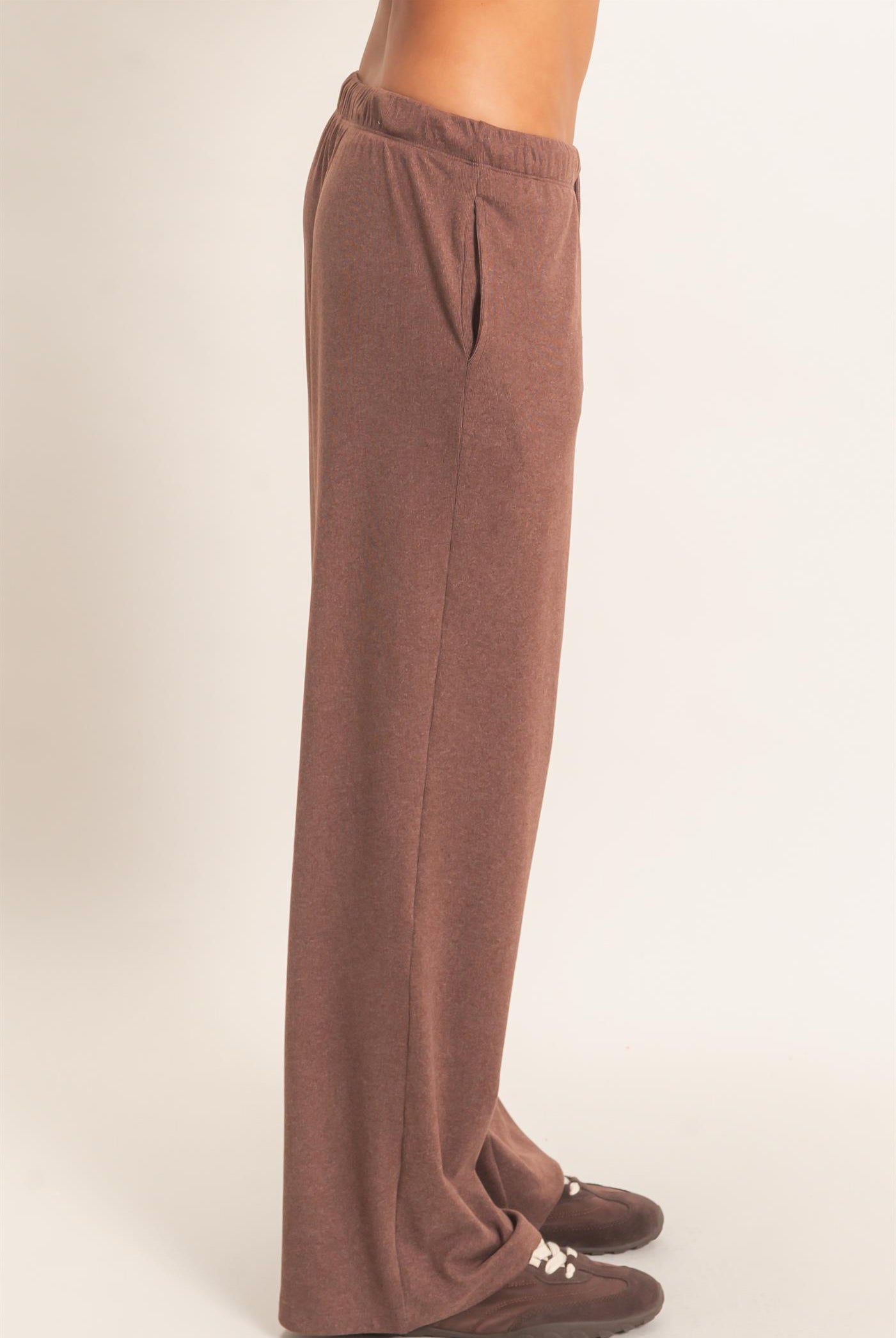 Wholesale Wide Leg Pants With Drawcord Pants DZ26E288 DARK BROWN DOUBLE ZERO