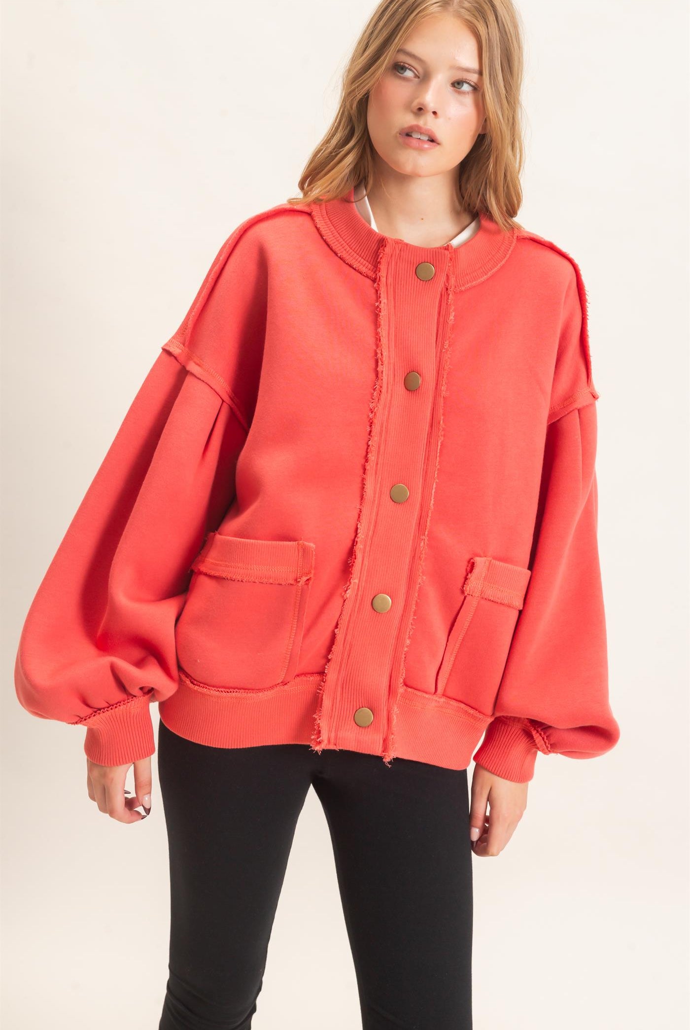 Wholesale Snap Front Jacket Coats & Jackets HF26E003 TOMATO HYFVE