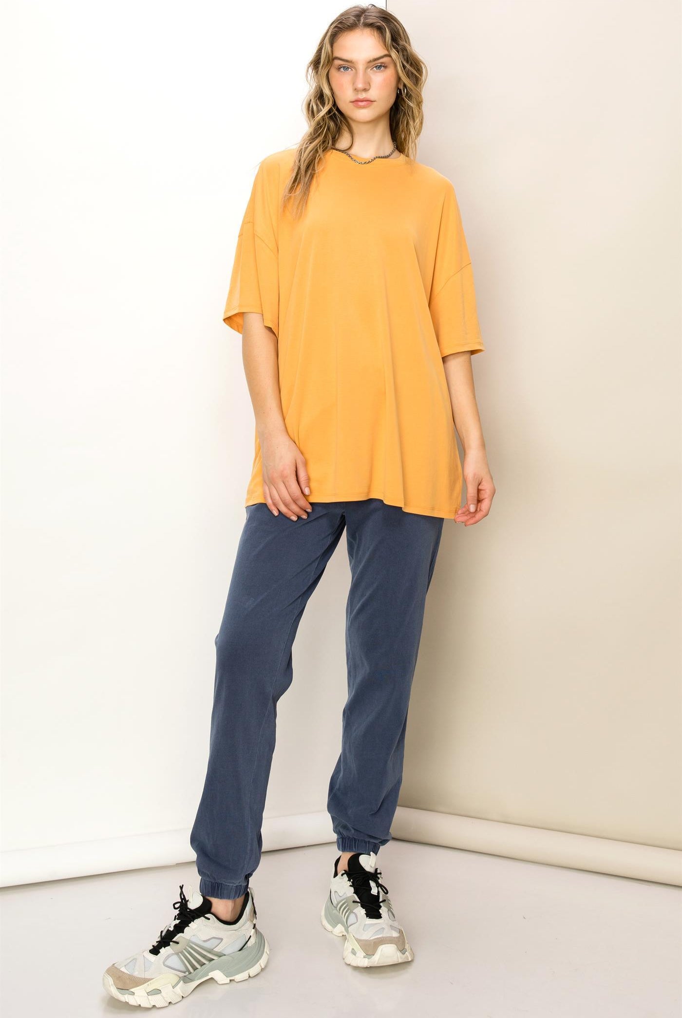 Wholesale Oversized T-Shirt Clothing Tops DZ23A960 CARAMEL DOUBLE ZERO