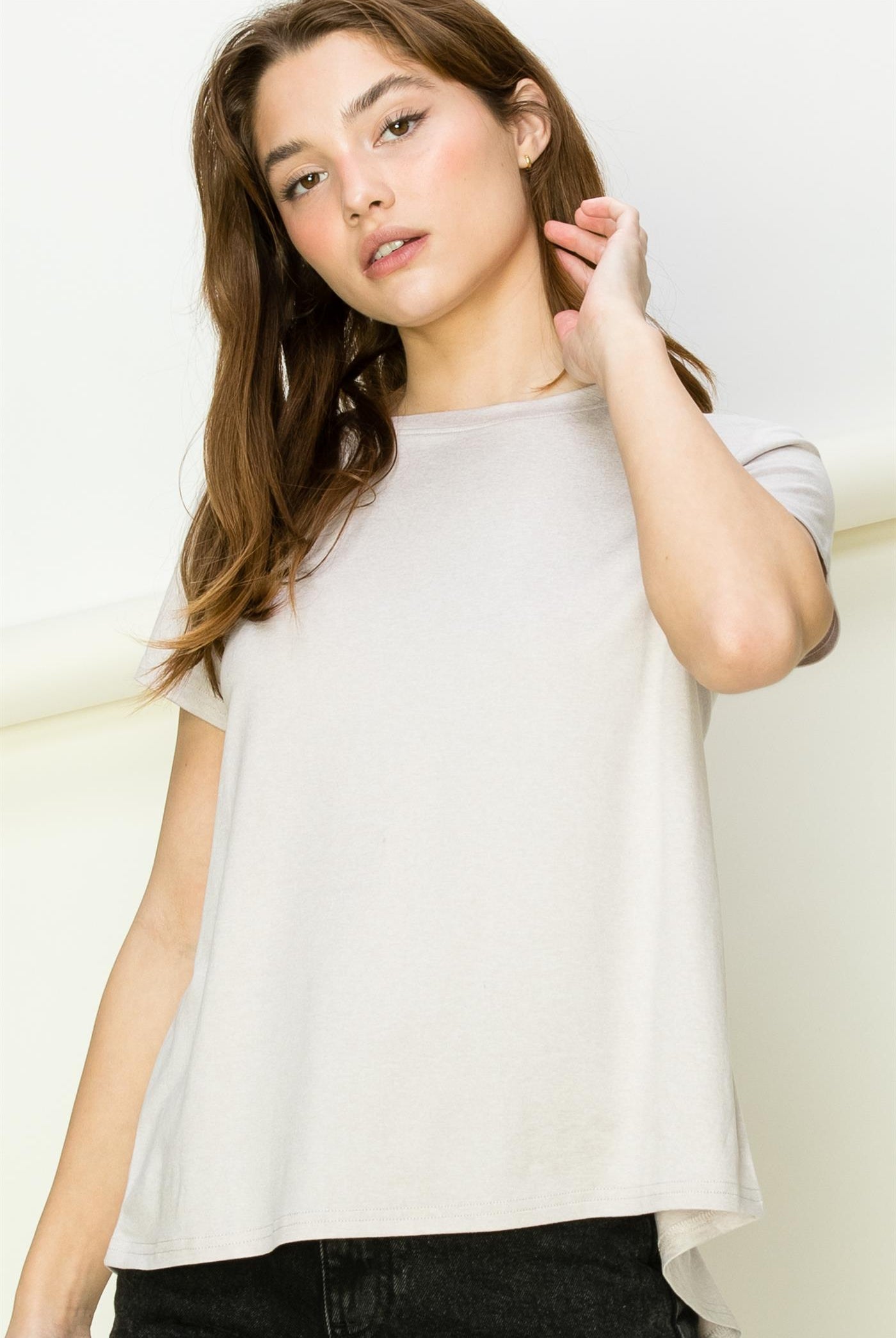 Wholesale All Yours Short Sleeve Open Back Tee Clothing Tops DZ22E576 PASTEL VIOLET DOUBLE ZERO