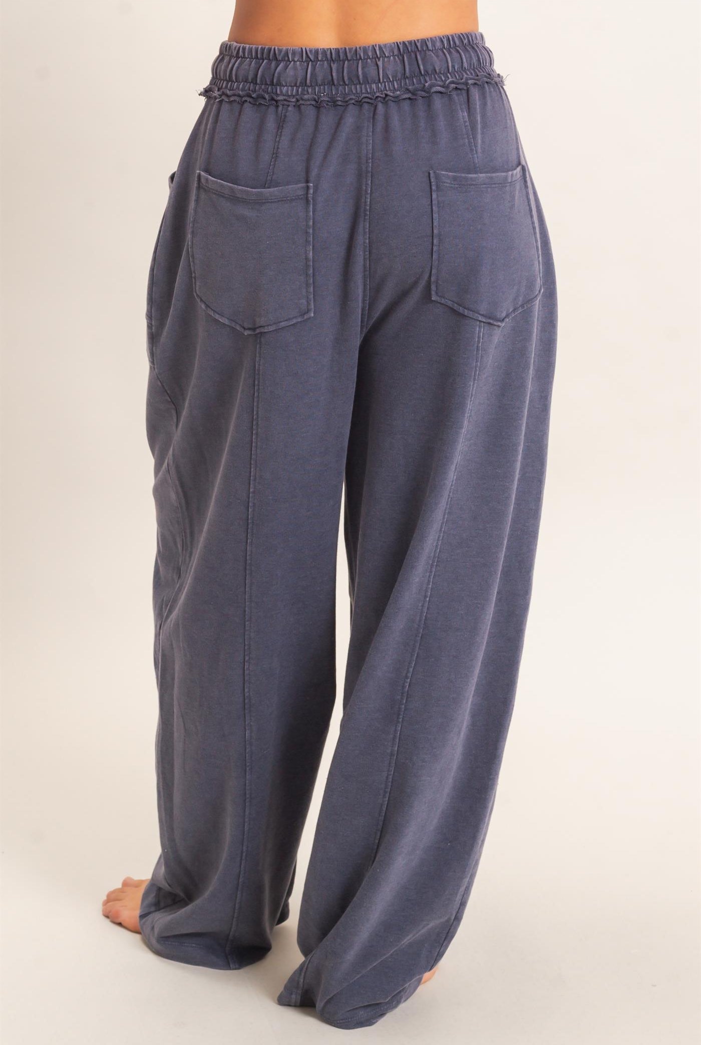 Wholesale Mineral Washed Barrel Sweatpants Pants DZ26F246 NAVY DOUBLE ZERO