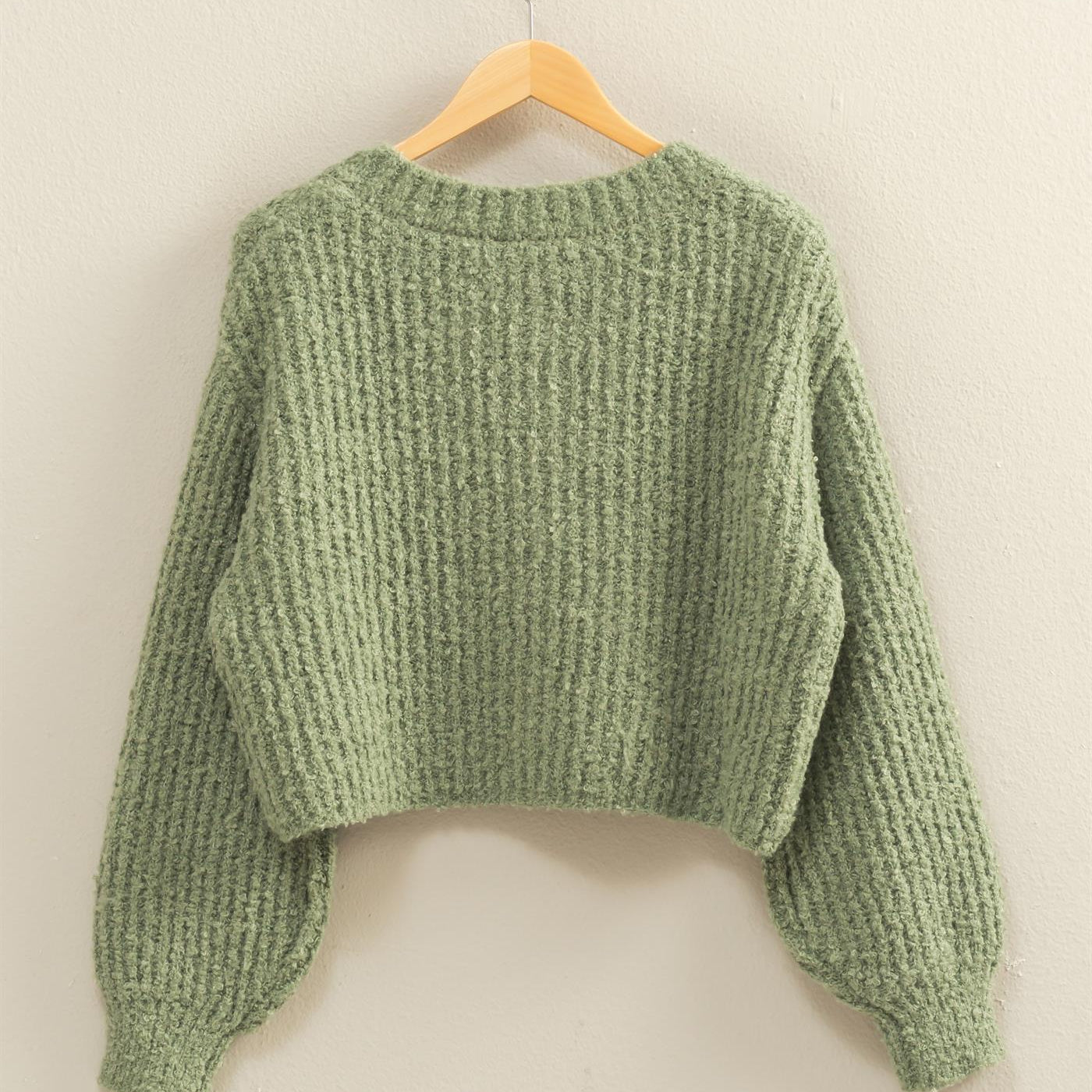 Wholesale Fluffy Knit Button-Up Cardigan Sweater Cardigans DZ25E592 SAGE GREEN DOUBLE ZERO