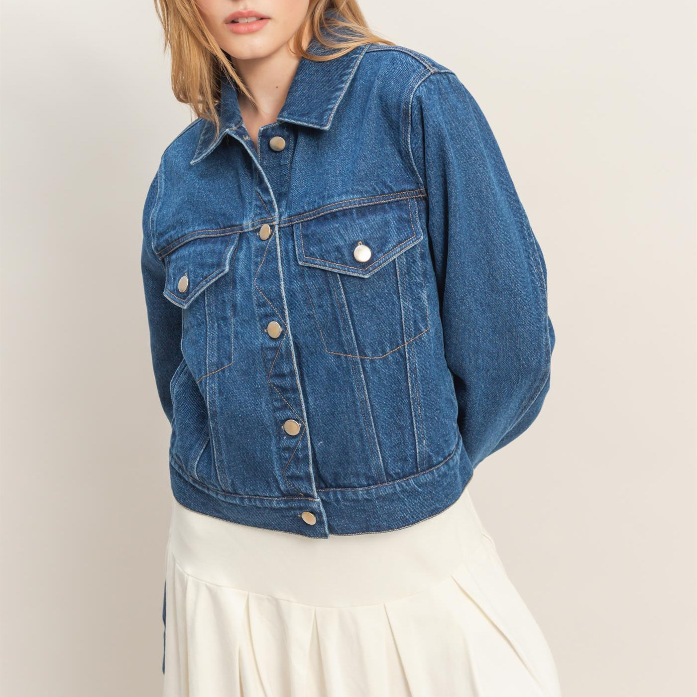 Wholesale Denim Button-Up Jacket Coats & Jackets HF26C725 BLUE HYFVE