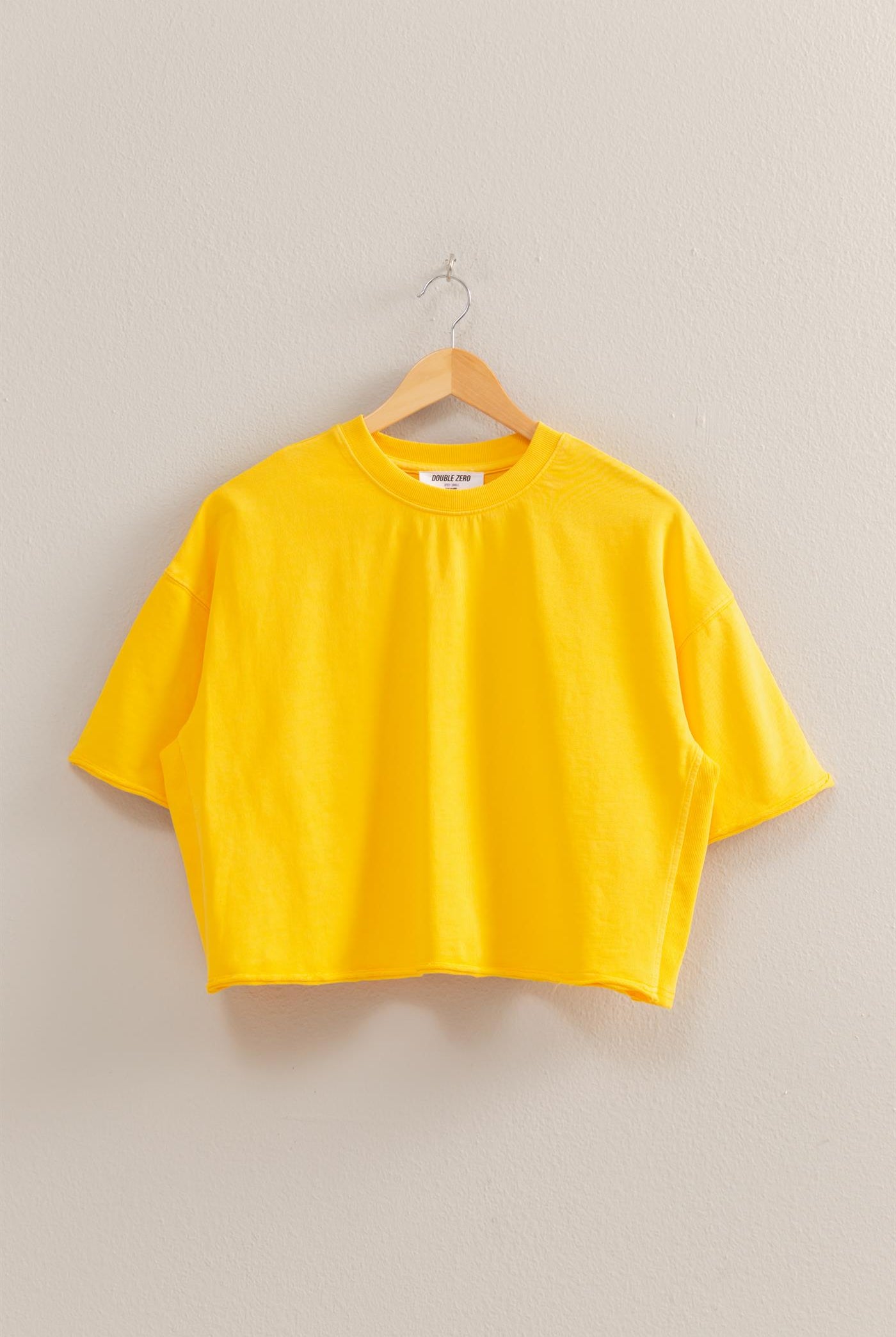 Wholesale Basic Short Sleeve Boxy Cropped Tee Clothing Tops DZ25C174 SUNFLOWER DOUBLE ZERO