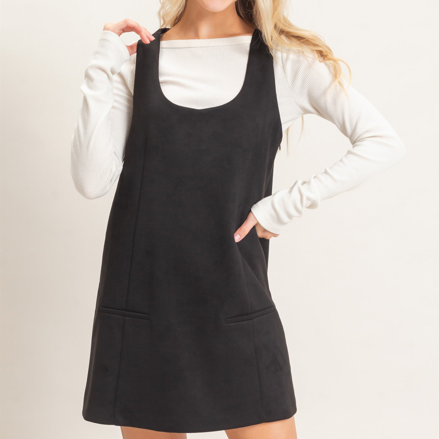 Wholesale Sleeveless Suede Mini Dress Dresses HF26F219 BLACK HYFVE