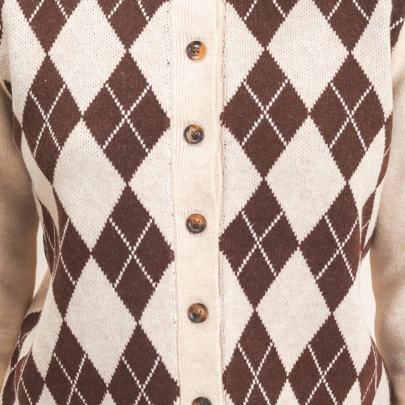 Wholesale Argyle Pattern Cardigan Cardigans DZ26E637 OATMEAL DOUBLE ZERO