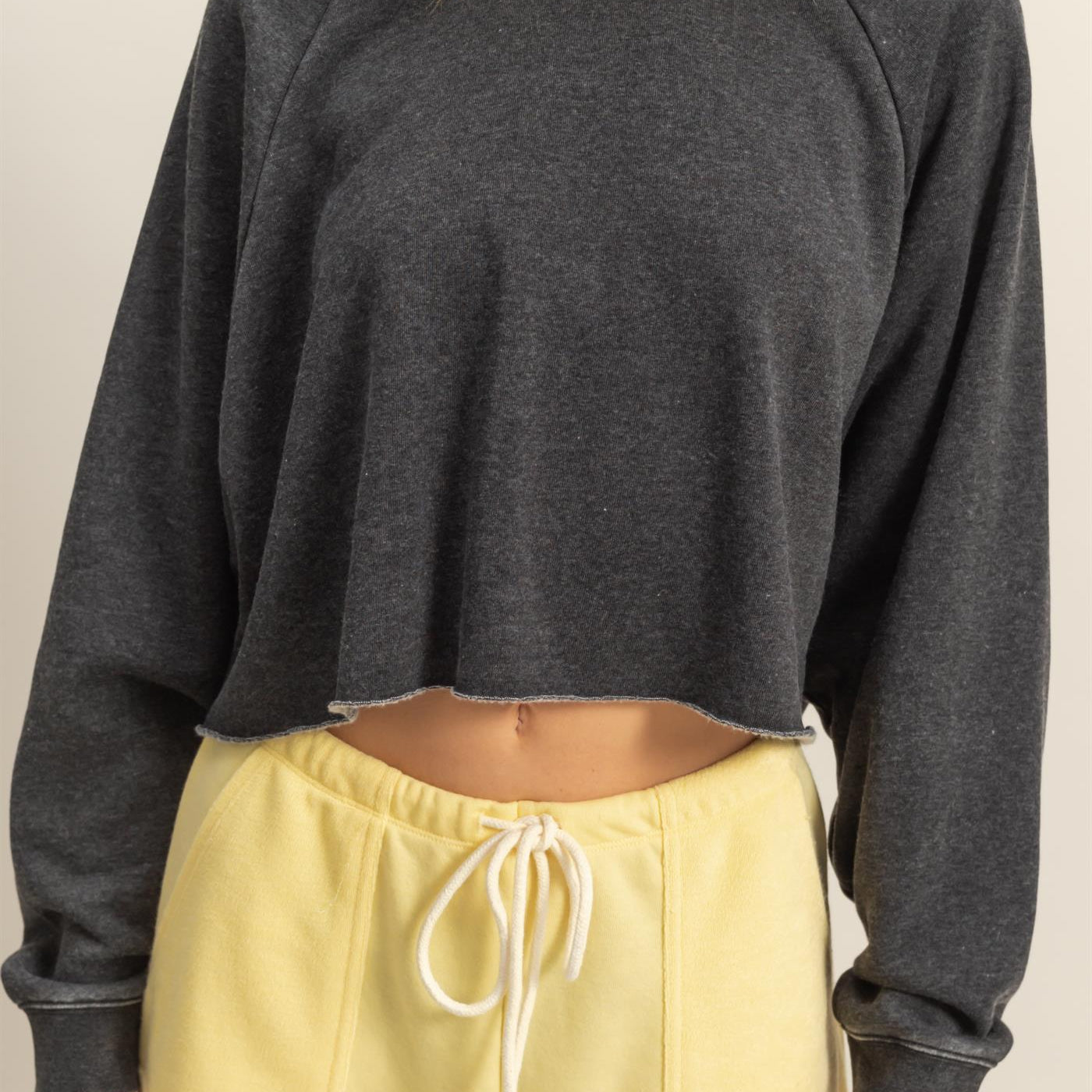 Wholesale Laid Back Crop Sweatshirt Sweatshirts DZ25C445 BLACK DOUBLE ZERO