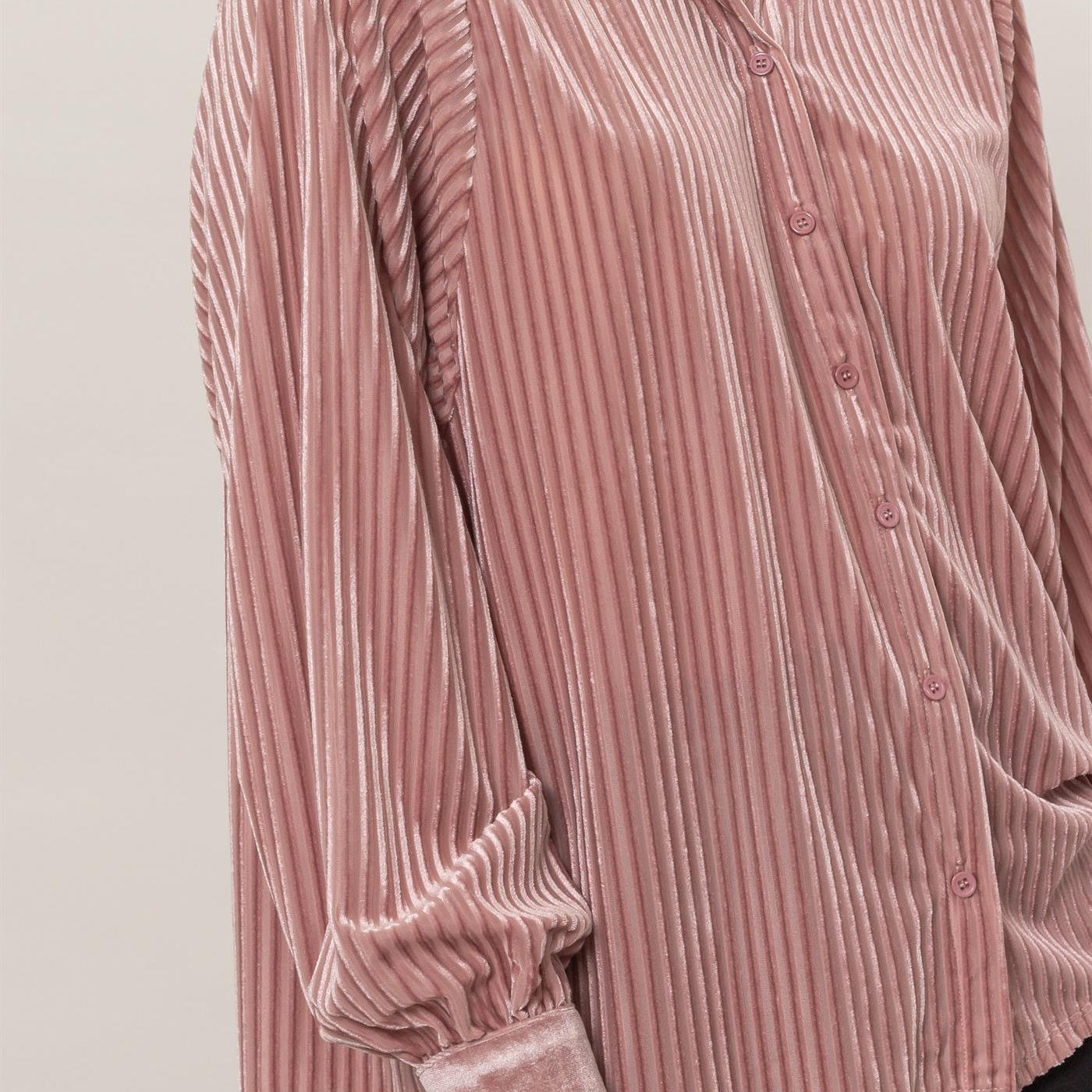 Wholesale Velvet Striped Blouse Blouses HF24F968 MAUVE HYFVE
