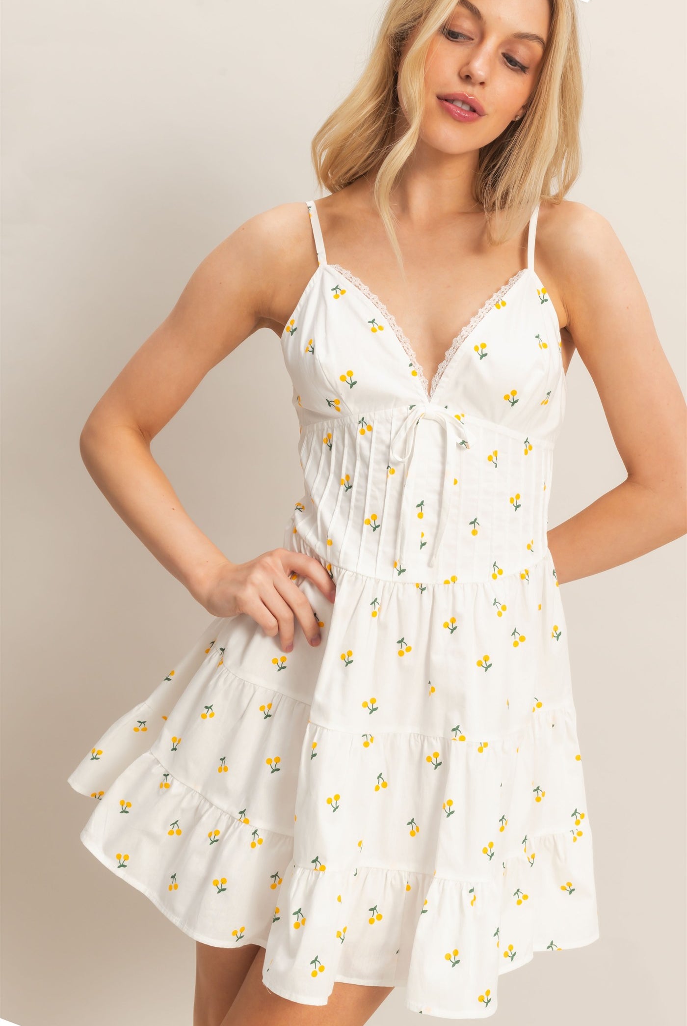 Wholesale Tiered Mini Dress Dresses HF26C008 YELLOW HYFVE