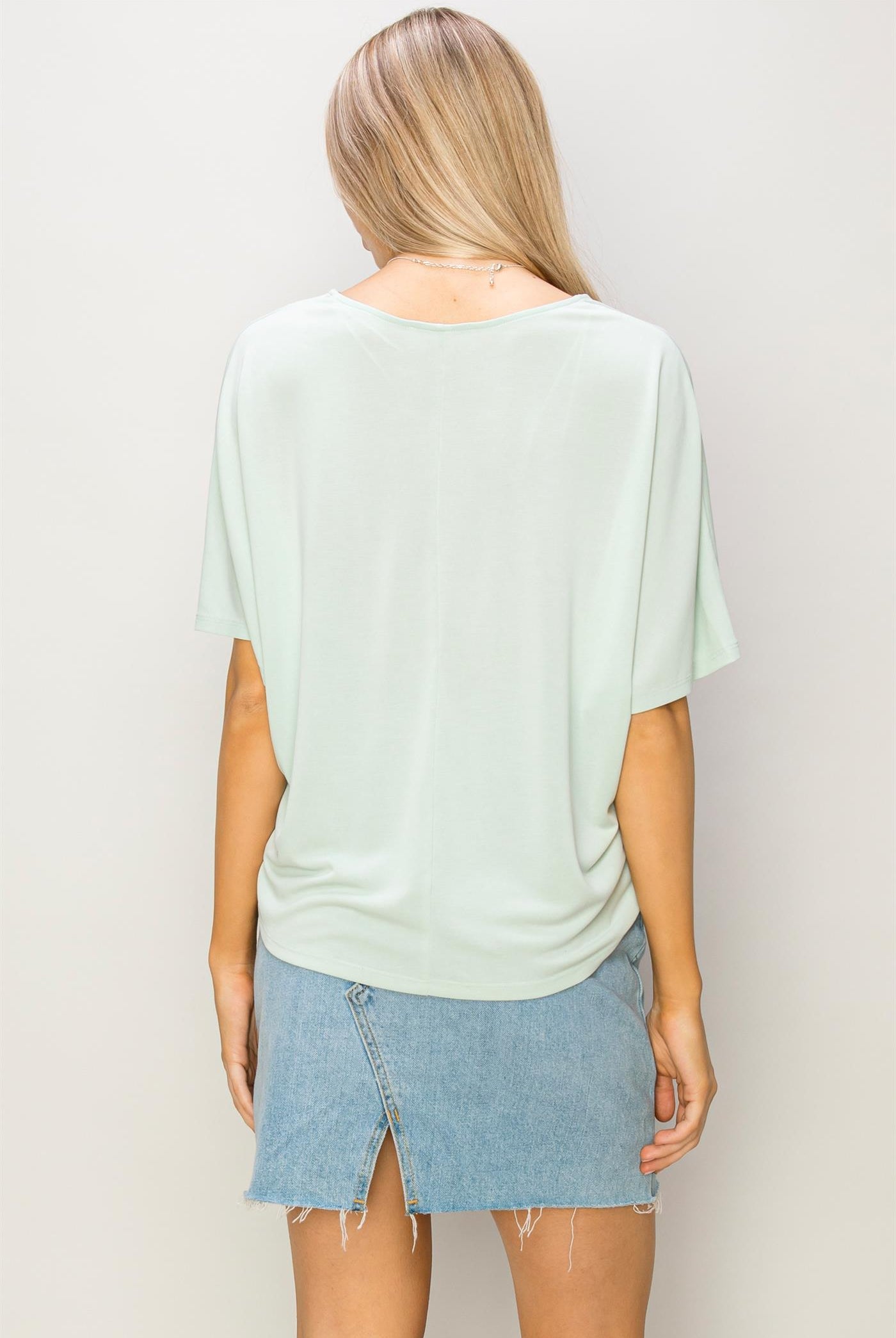 Wholesale D-Elbow Length Dolman Sleeve Top Clothing Tops DZ24C199-D MINT DOUBLE ZERO